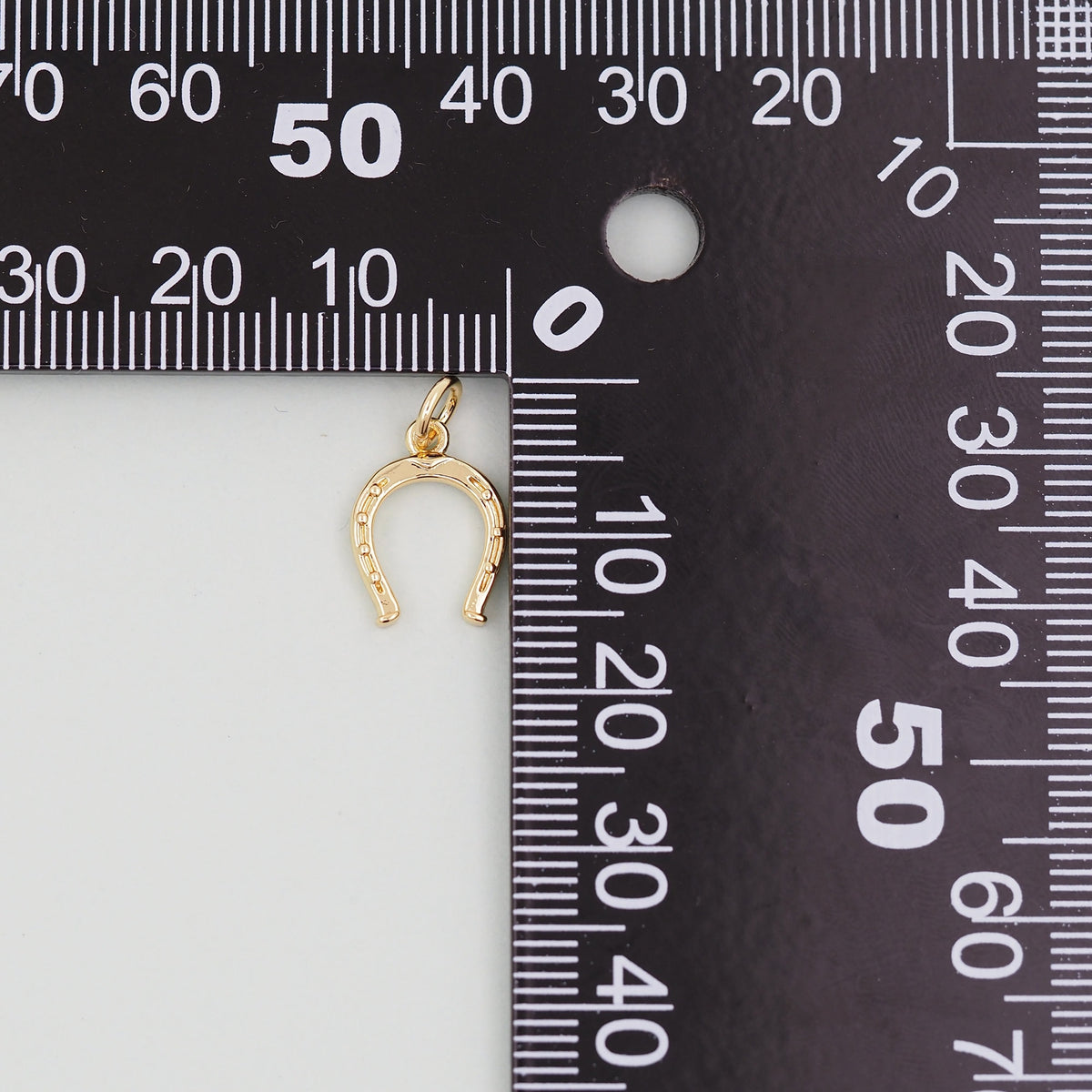 18K Gold Filled Cubic Zirconia Horseshoe Charm Pendant for Jewelry Making