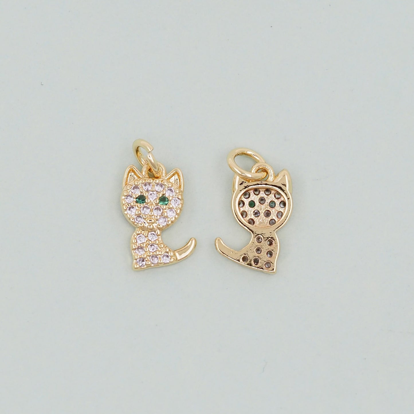 Cute Gold Cat Charms,18K Gold Filled Cat Pendant,Silver Cat Charm Bracelet Necklace for DIY Jewelry Making Supply