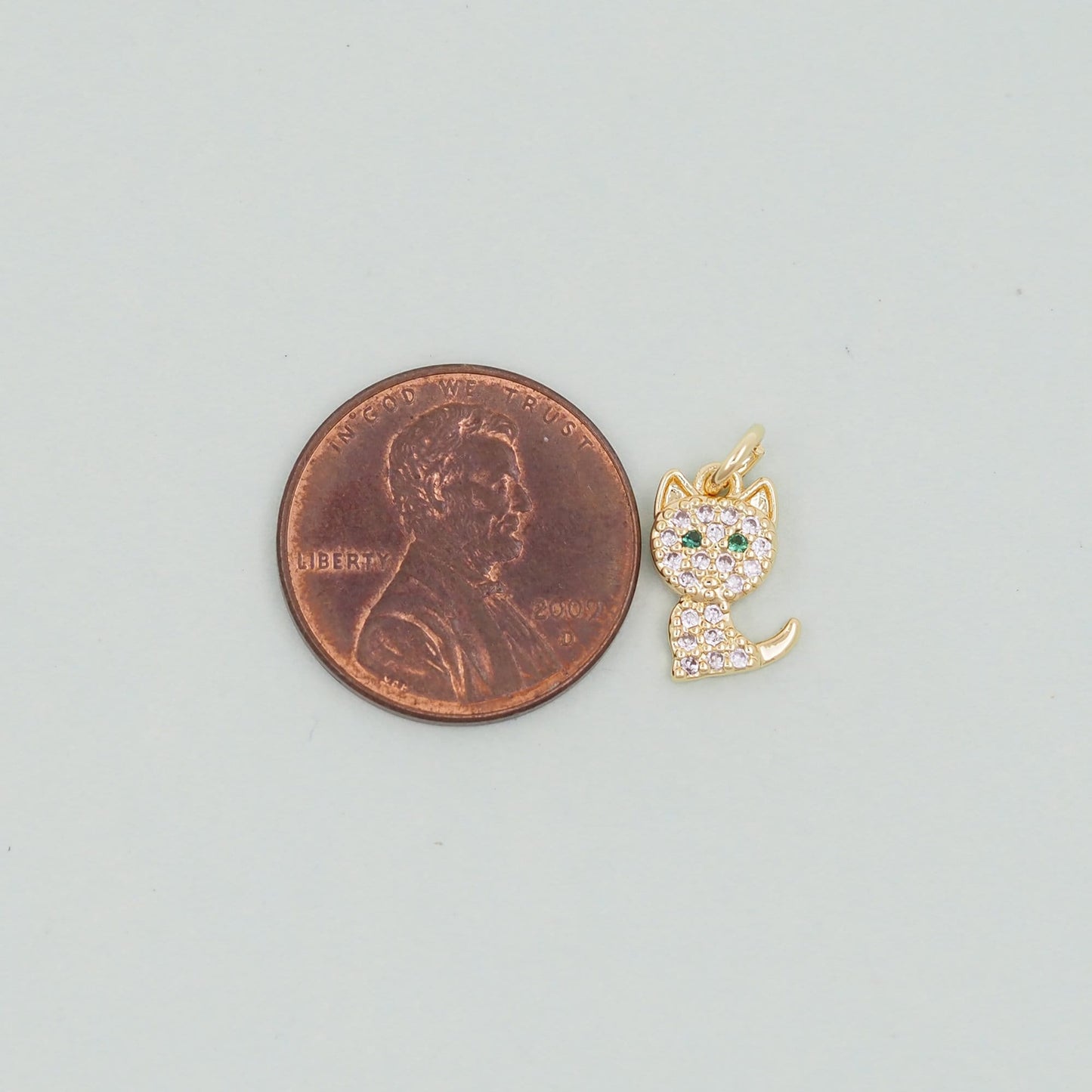 Cute Gold Cat Charms,18K Gold Filled Cat Pendant,Silver Cat Charm Bracelet Necklace for DIY Jewelry Making Supply