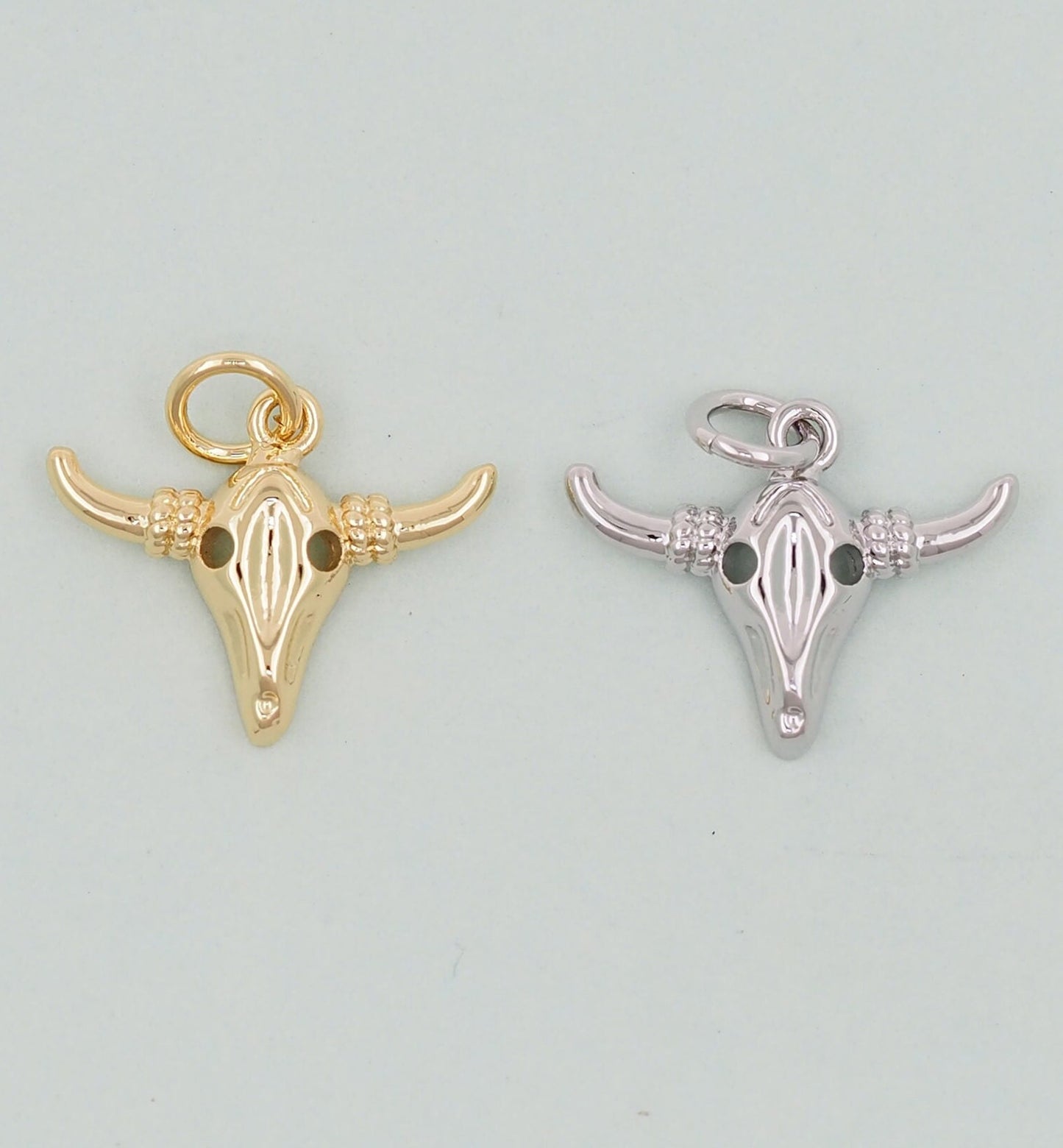 Gold Bull Head Charms,18K Gold Filled bull head Pendant,Silver bull head Charm Bracelet Necklace for DIY Jewelry Making Supply