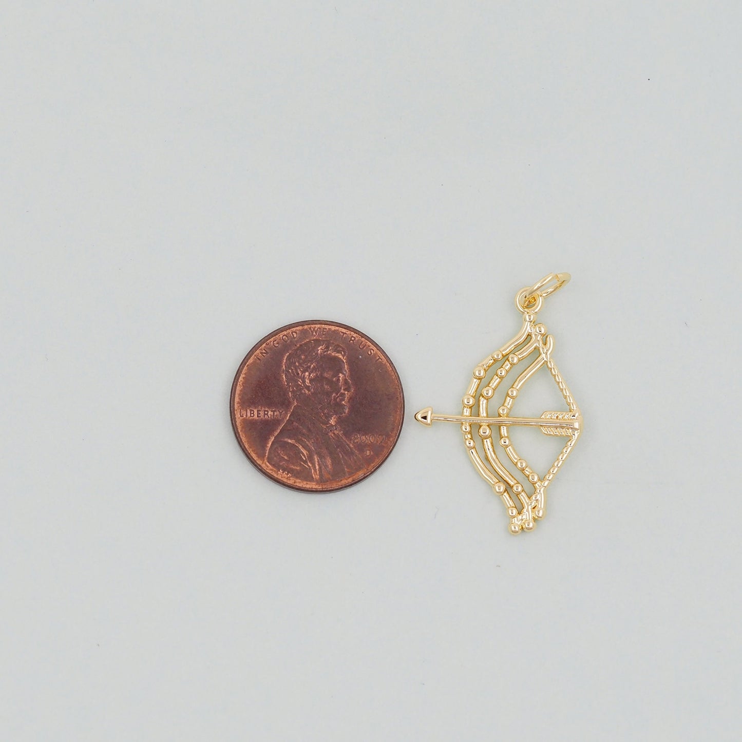 Gold Cupid Charms,18K Gold Filled Bow Arrow Pendant,CZ Micro Pave Bow and Arrow Charm Bracelet Necklace for DIY Jewelry Making Supply