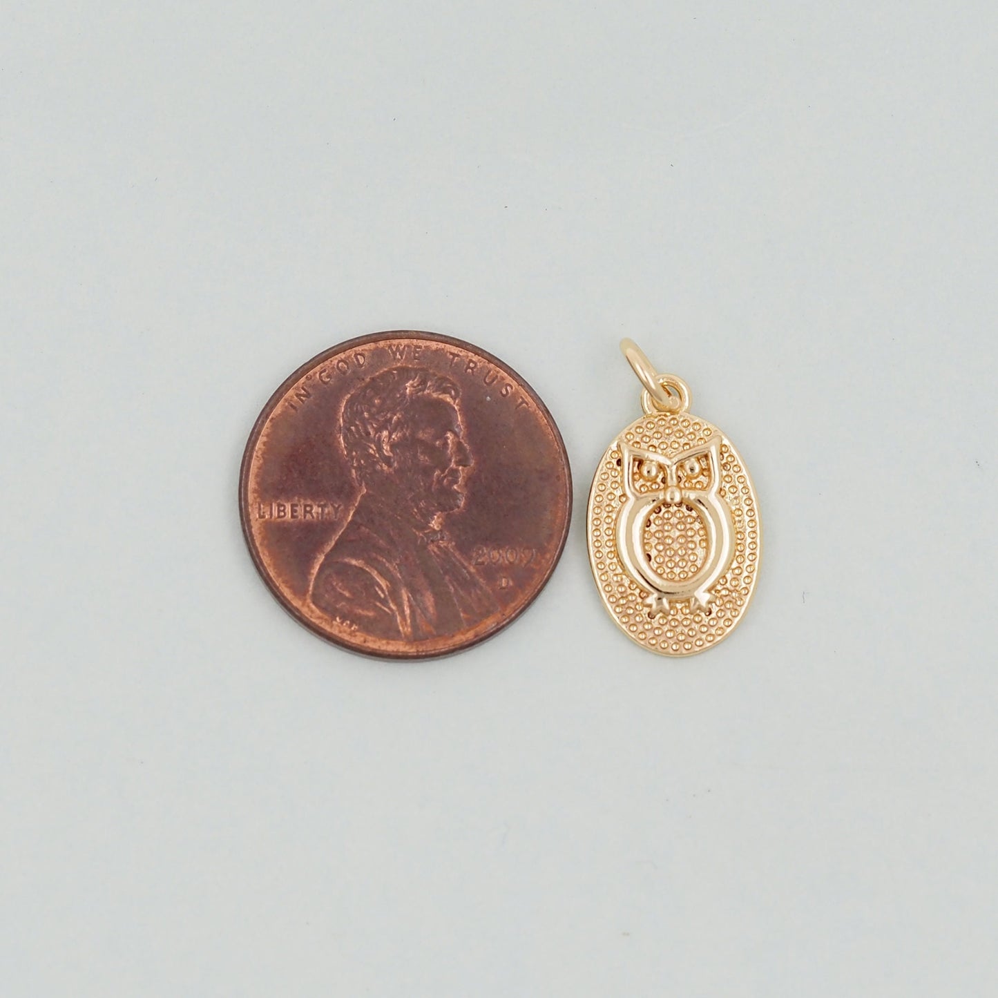 Gold Owl Charms,18K Gold Filled owl Pendant,Silver Oval owl Charm Bracelet Necklace for DIY Jewelry Making Supply