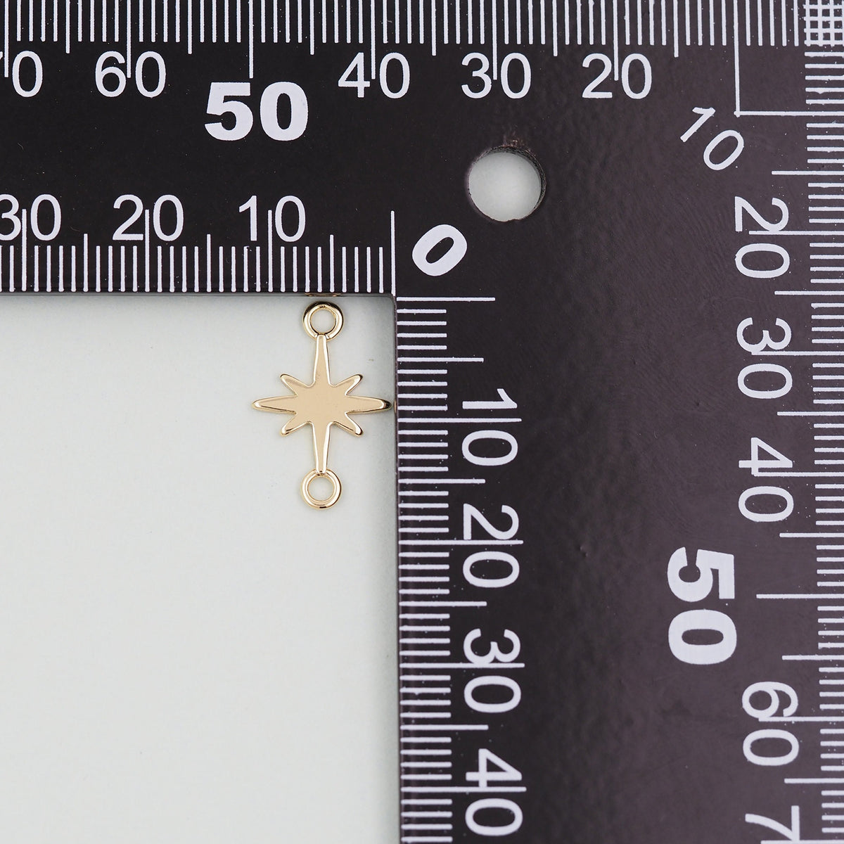 Gold Star Charms,18K Gold Filled Starburst Pendant,North Star Charm Bracelet Necklace for DIY Jewelry Making Supply