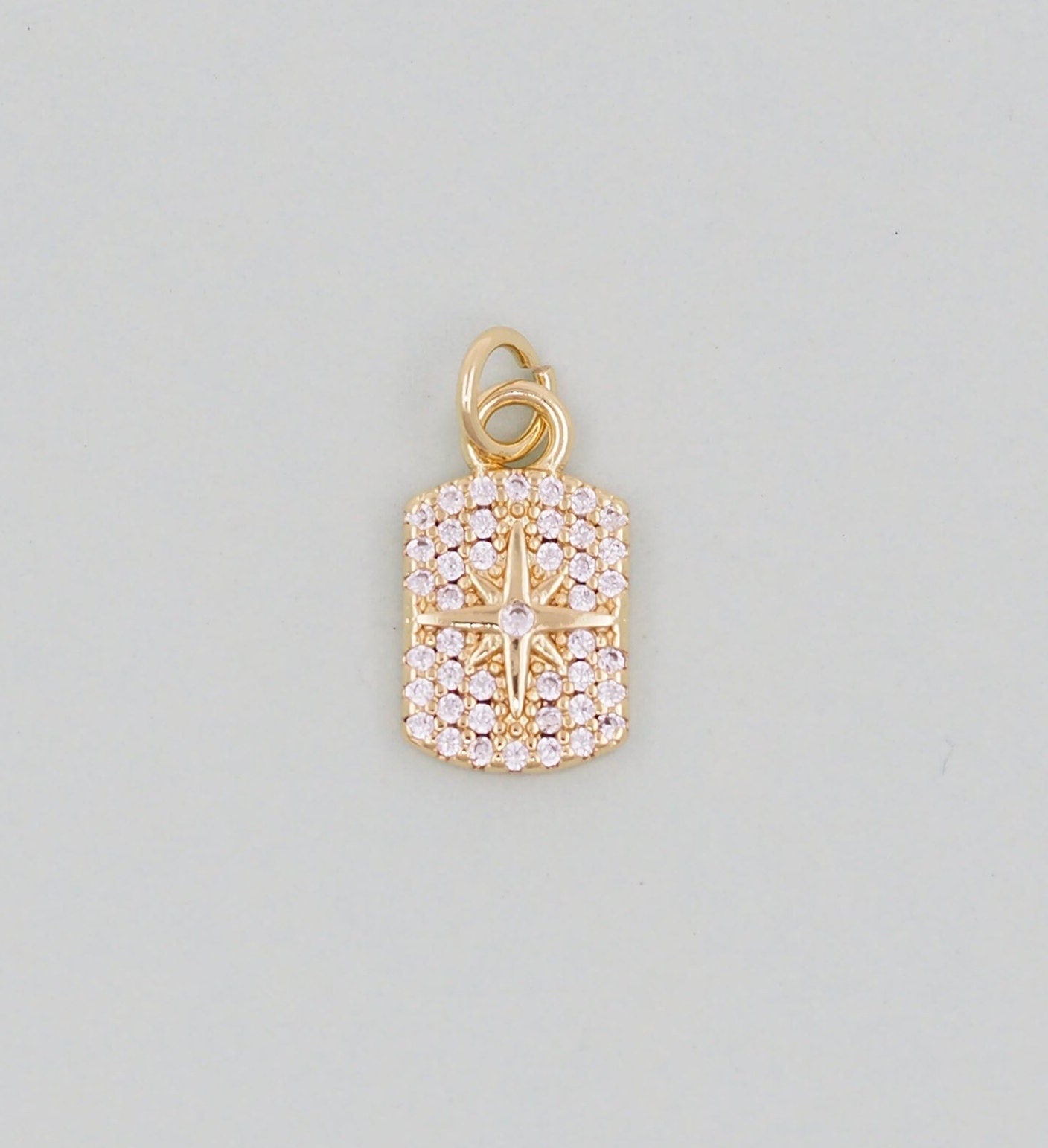 Gold rectangle Star Charms,18K Gold Filled Starburst Pendant,North Star Charm Bracelet Necklace for DIY Jewelry Making Supply