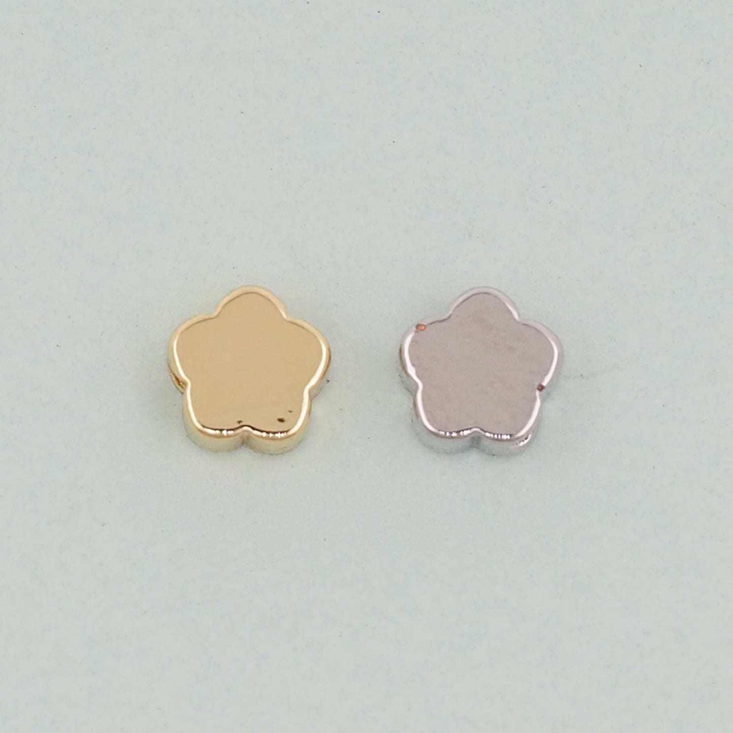Gold flower Spacer Beads Charms,18K Gold Filled flower Bracelet Necklace for DIY Jewelry Making Supply hole 2mm