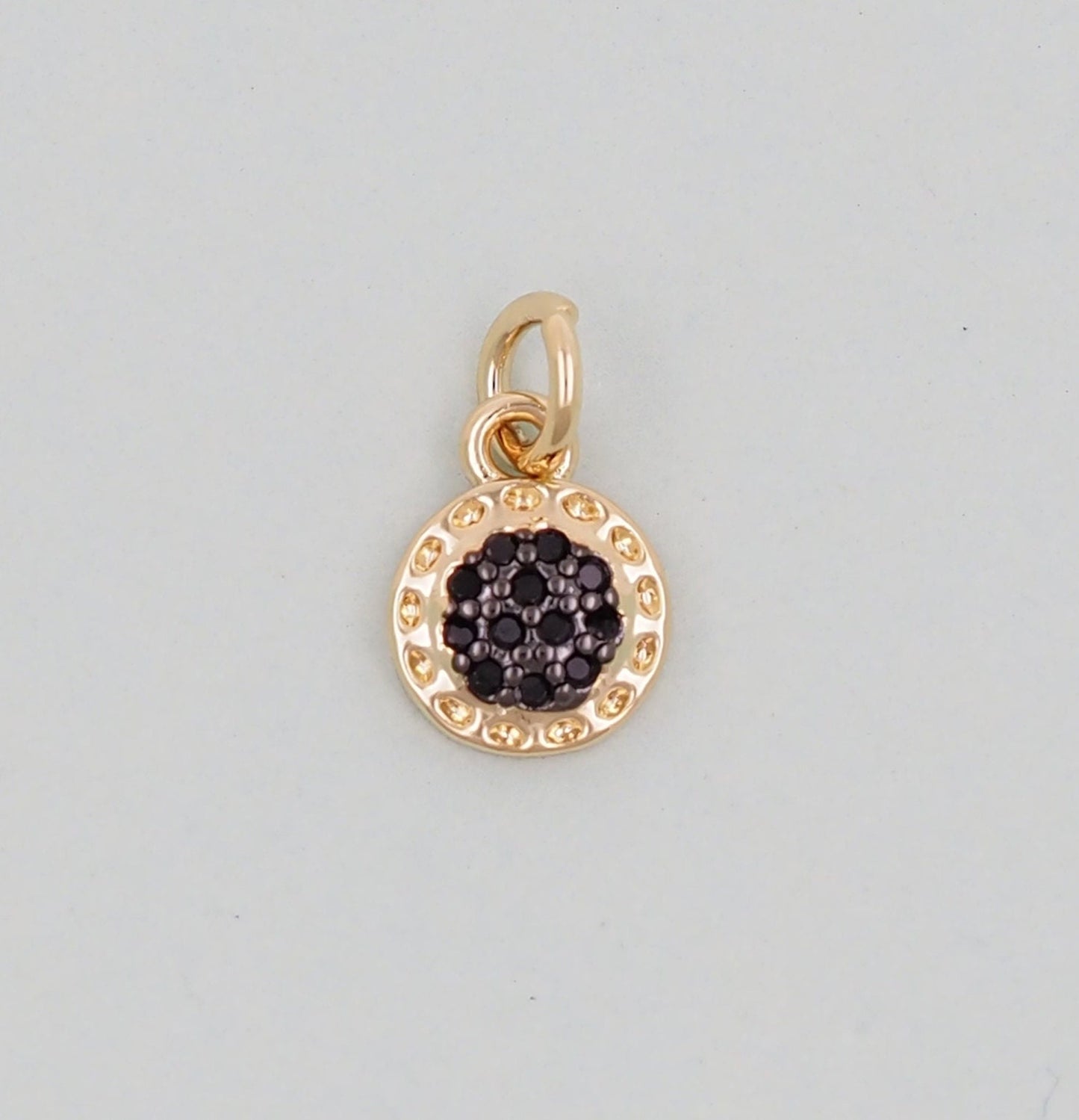 Gold Round Charms,18K Gold Filled Round Pendant,Evil Eye Charm Bracelet Necklace for DIY Jewelry Making Supply