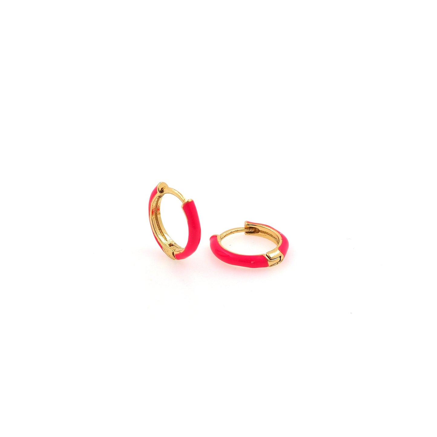 1pair 18K Gold Filled Colorful Enamel Hoops Earrings,Gold Earrings,Dainty Hoops Huggie,Gold Huggies Hoop Earrings 13x2.5mm