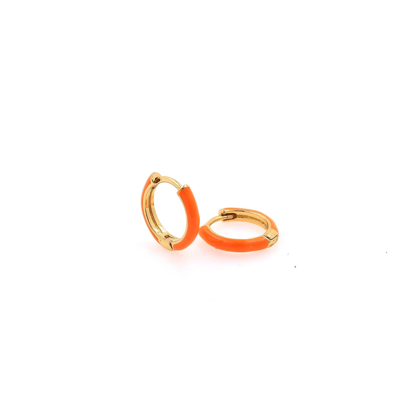 1pair 18K Gold Filled Colorful Enamel Hoops Earrings,Gold Earrings,Dainty Hoops Huggie,Gold Huggies Hoop Earrings 13x2.5mm