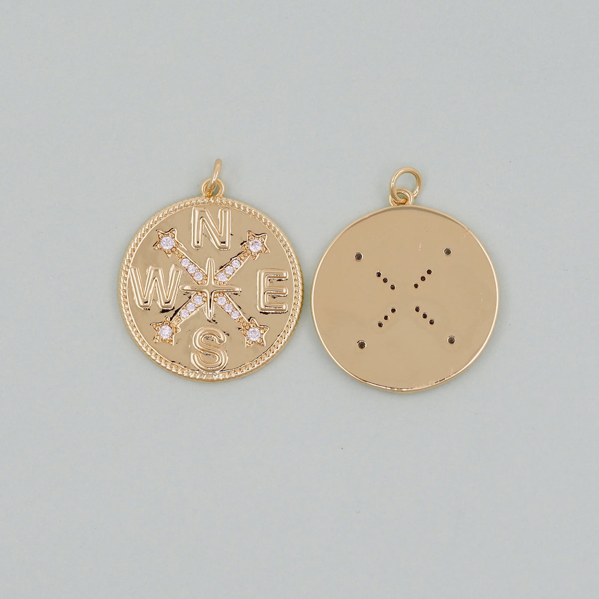 Gold Compass Charms,18K Gold Filled compass Pendant,Silver compass Charm Bracelet Necklace for DIY Jewelry Making Supply