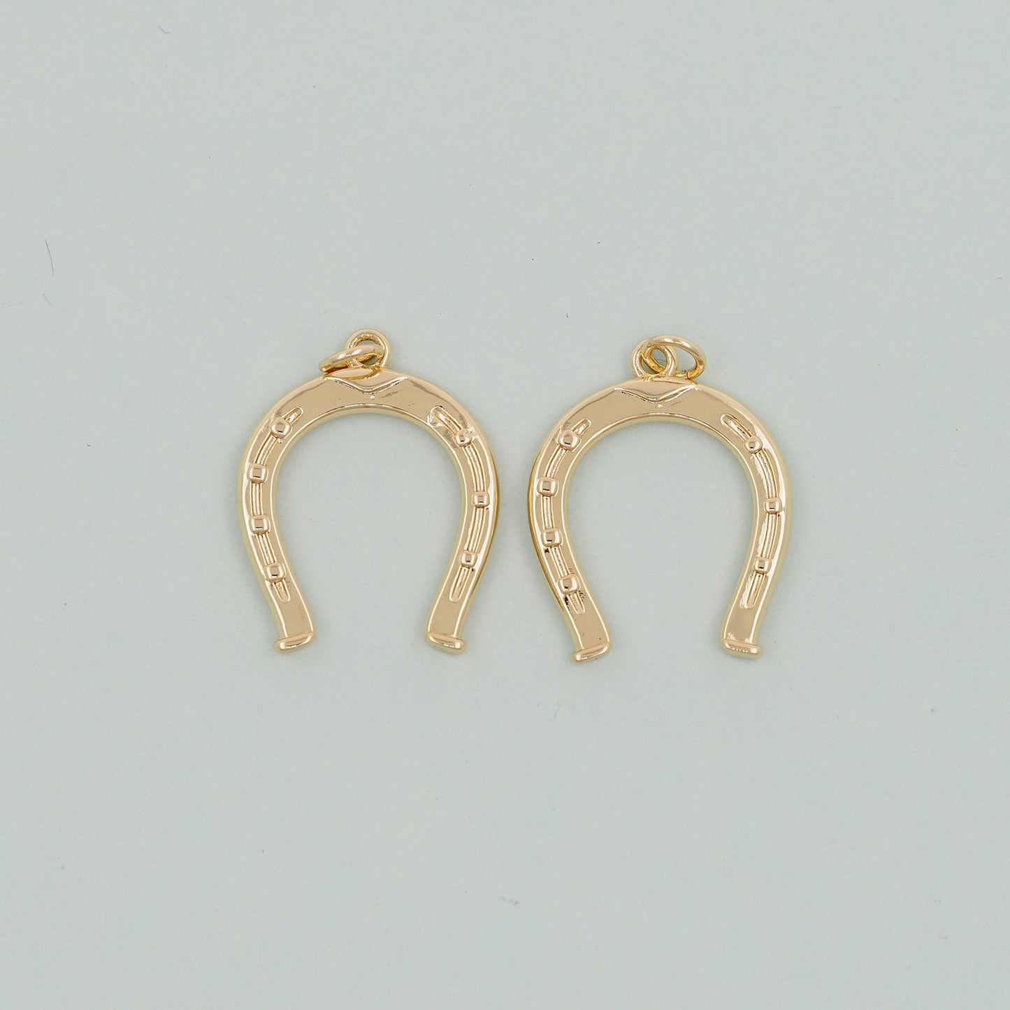 Gold Horse Shoe Charms,18K Gold Filled Crescent Pendant,CZ Micro Pave Horns Charm Bracelet Necklace for DIY Jewelry Making Supply