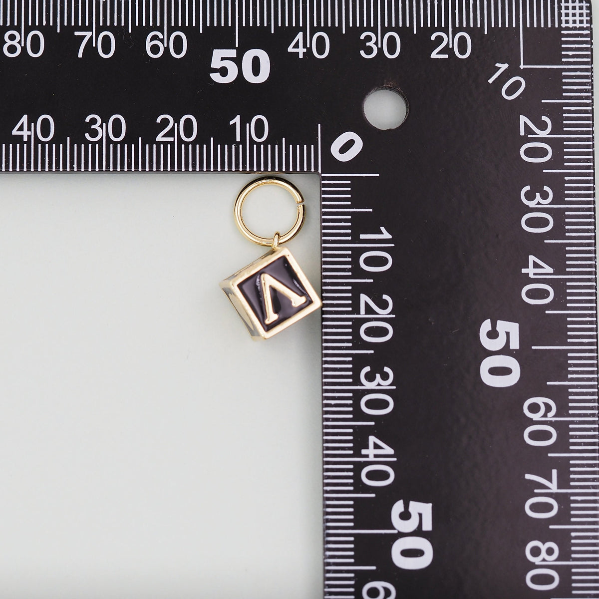 Gold Cube Love Charms,18K Gold Filled enamel Pendant,Love Charm Bracelet Necklace for DIY Jewelry Making Supply