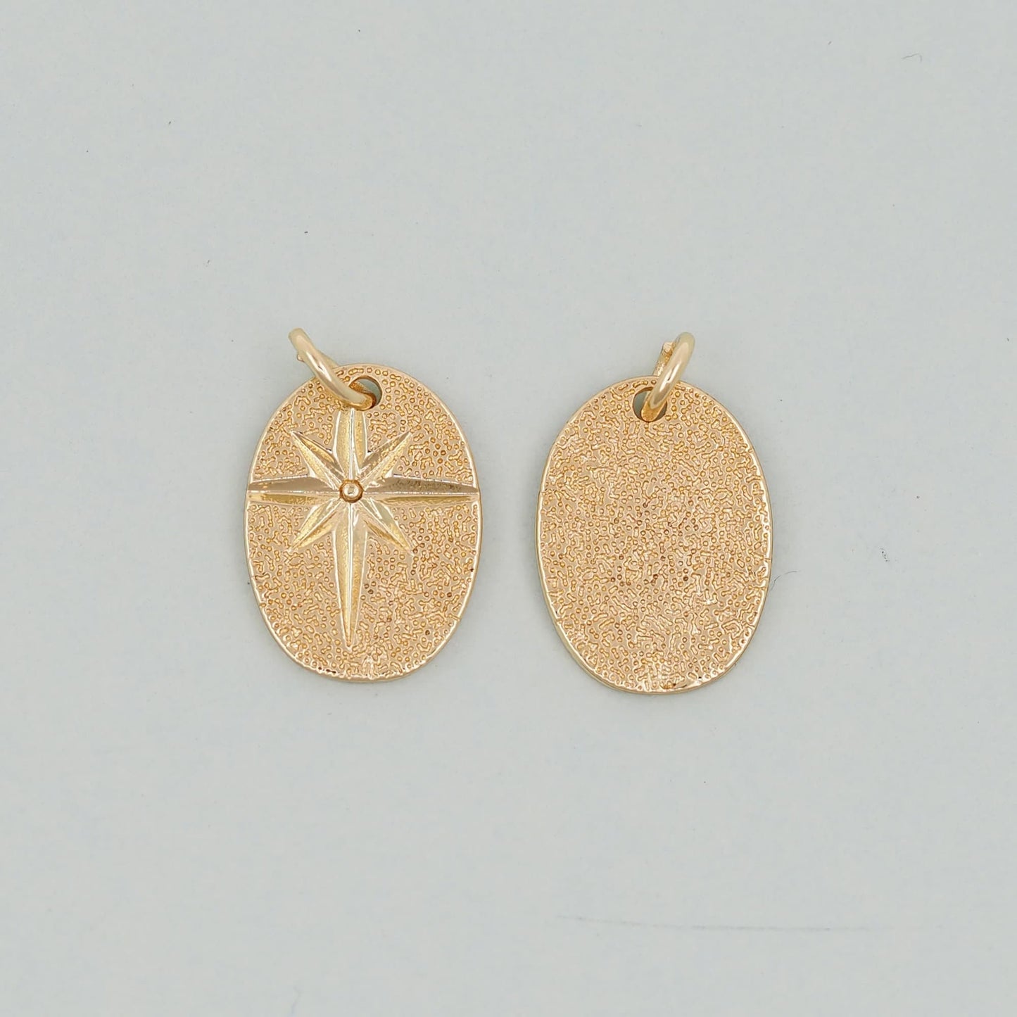 Gold Oval Star Charms,18K Gold Filled Starburst Pendant,North Star Charm Bracelet Necklace for DIY Jewelry Making Supply