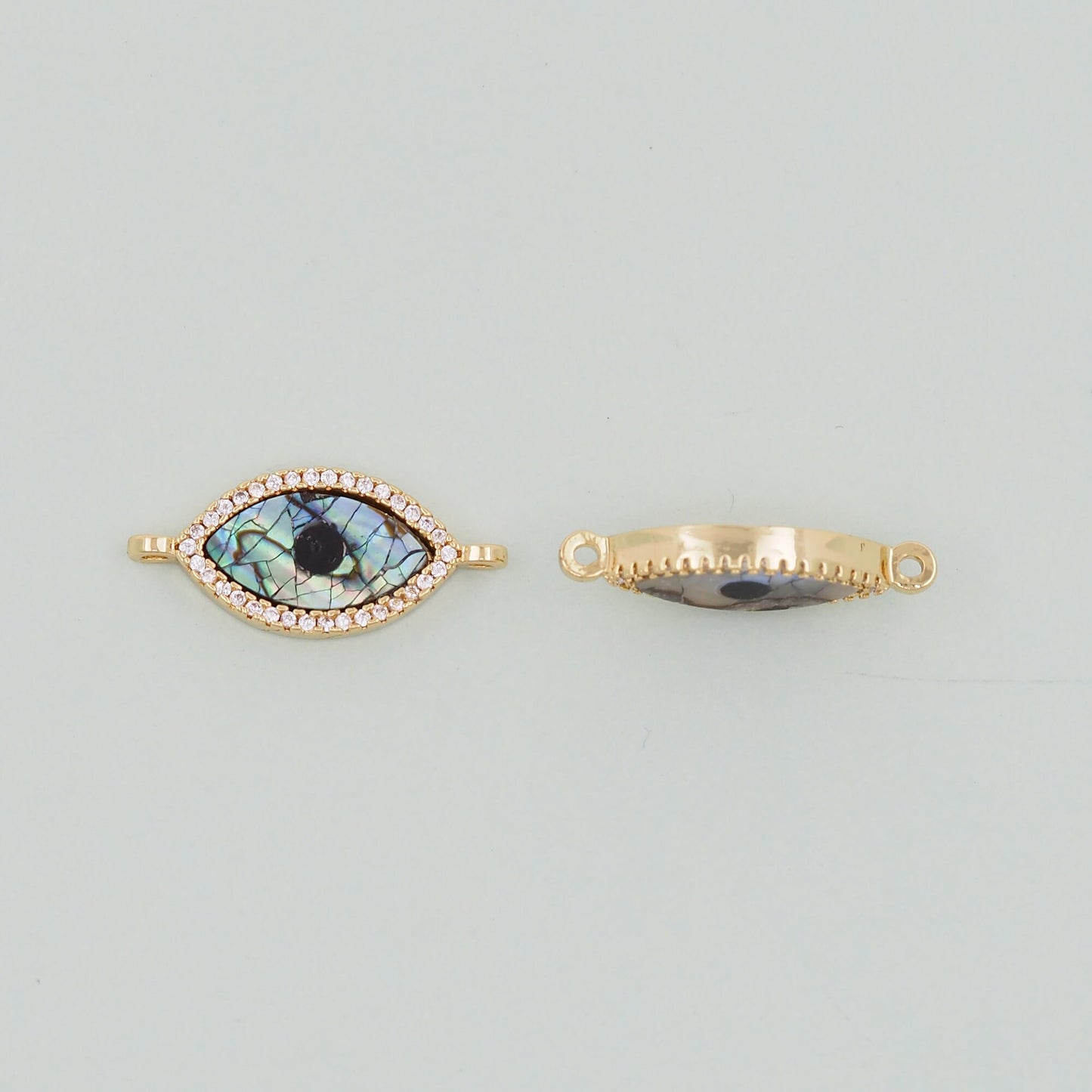 Gold Evil Eye Connector Charms,18K Gold Filled Evil Eye Pendant,Evil Eye Charm Bracelet Necklace for DIY Jewelry Making Supply