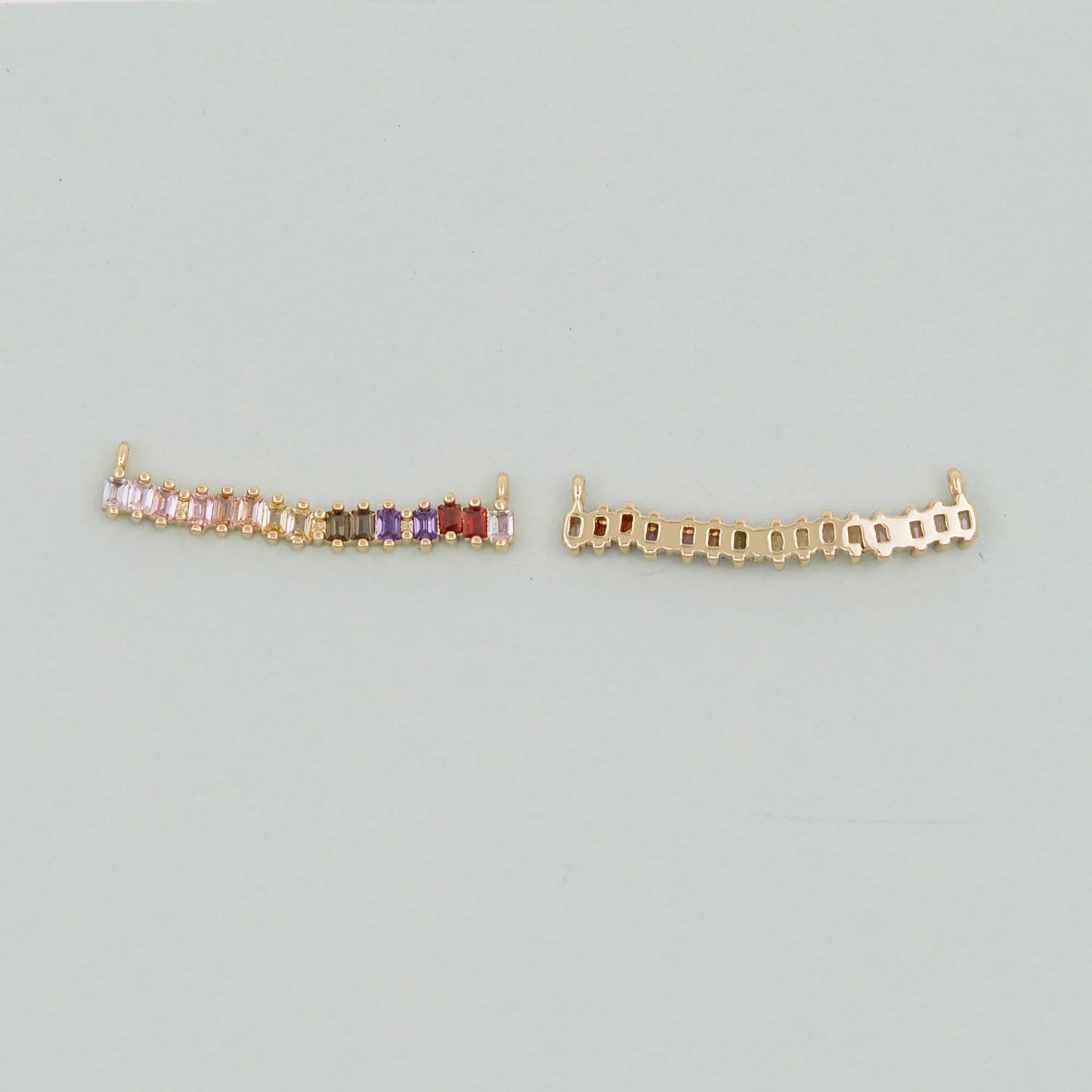 Gold Rectangle Charms,18K Gold Filled CZ rectangle Pendant,Strip crystal Charm Bracelet Necklace for DIY Jewelry Making Supply