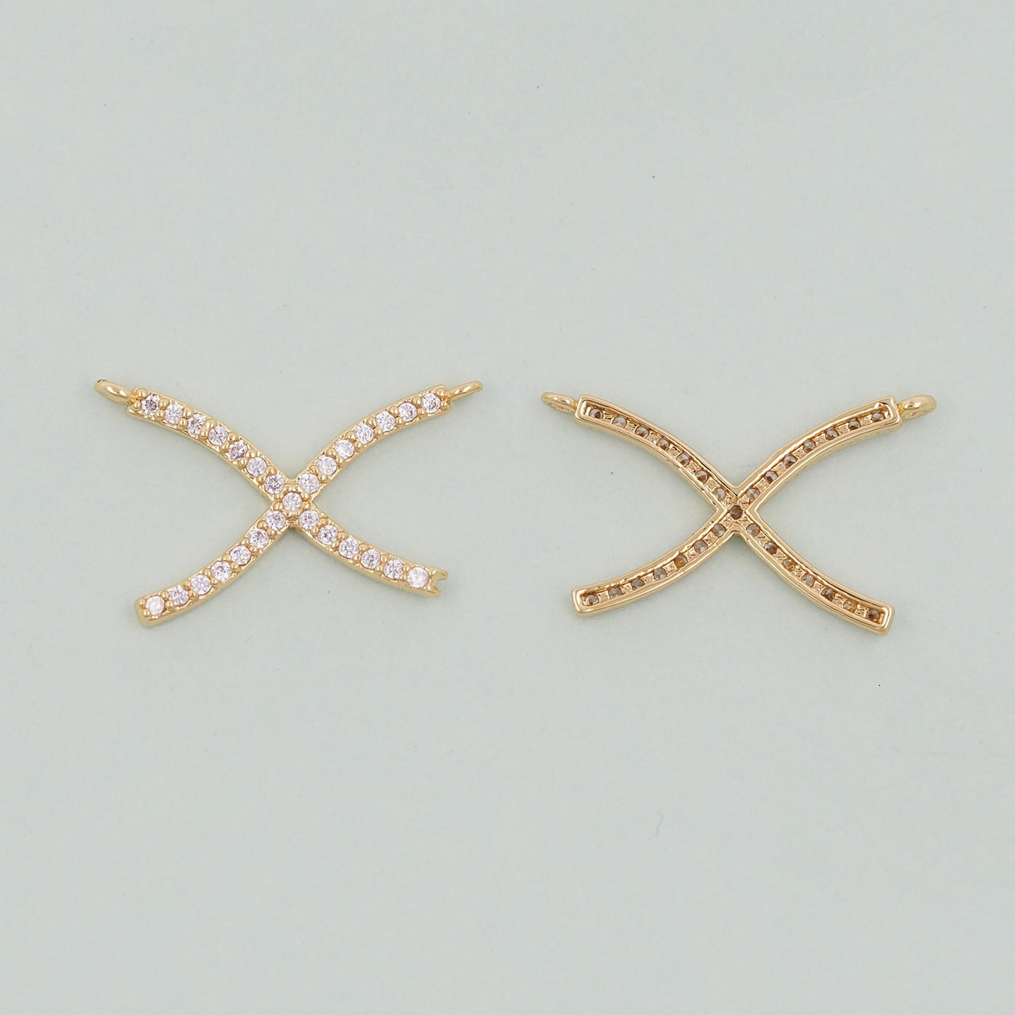 Gold geometry Charms,18K Gold Filled X Pendant,Cross Charm Bracelet Necklace for DIY Jewelry Making Supply