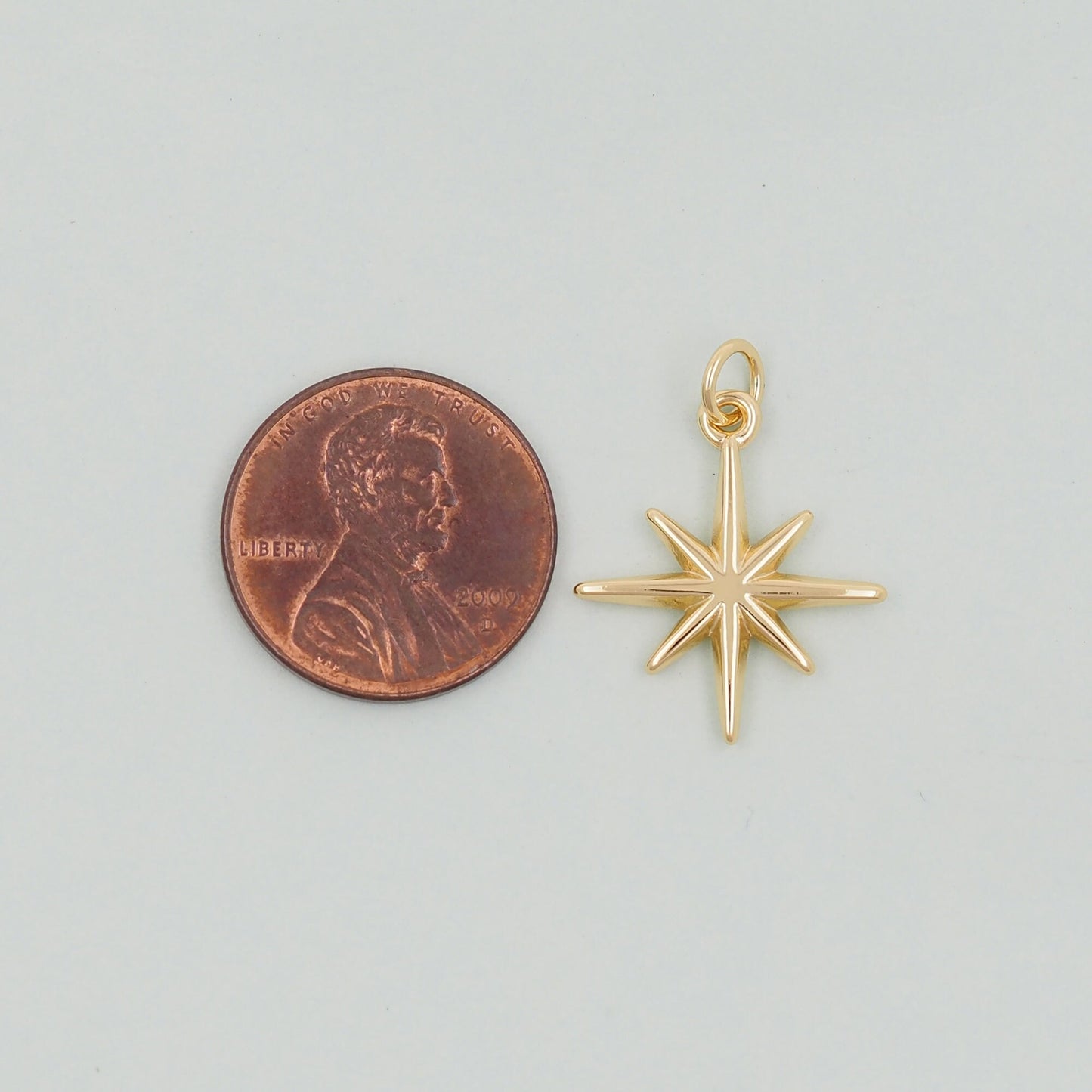 Gold Star Charms,18K Gold Filled Starburst Pendant,North Star Charm Bracelet Necklace for DIY Jewelry Making Supply