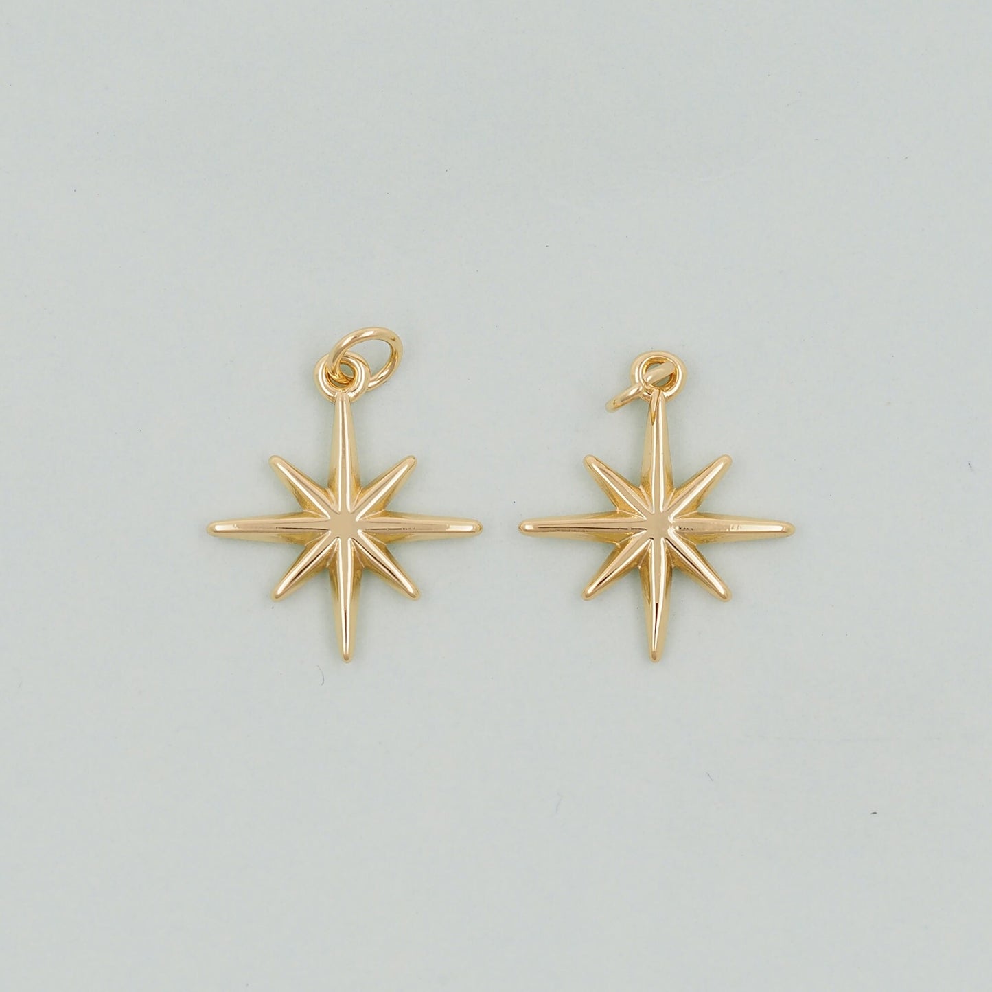 Gold Star Charms,18K Gold Filled Starburst Pendant,North Star Charm Bracelet Necklace for DIY Jewelry Making Supply
