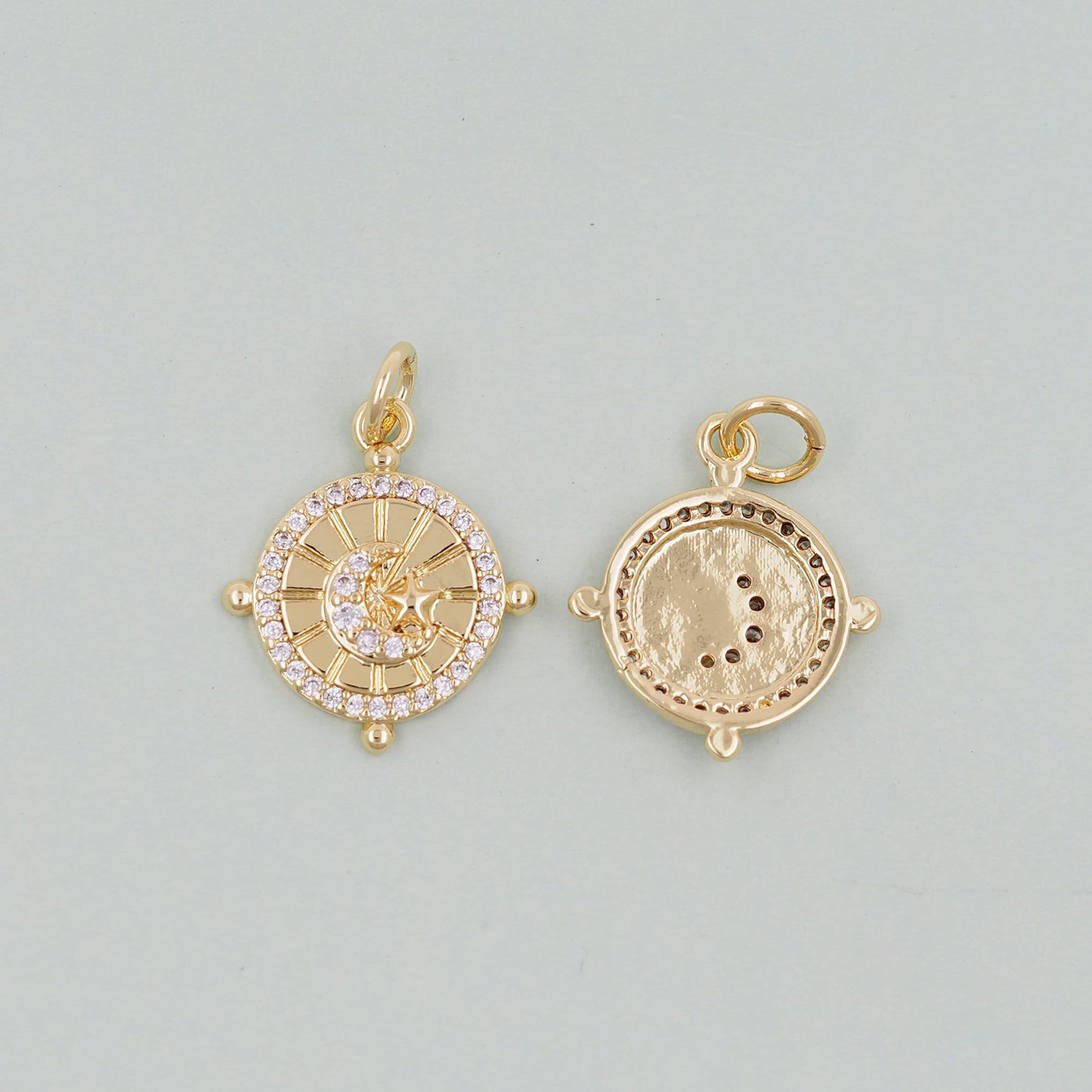 Gold Star Charms,18K Gold Filled Moon Pendant,Star Charm Bracelet Necklace for DIY Jewelry Making Supply