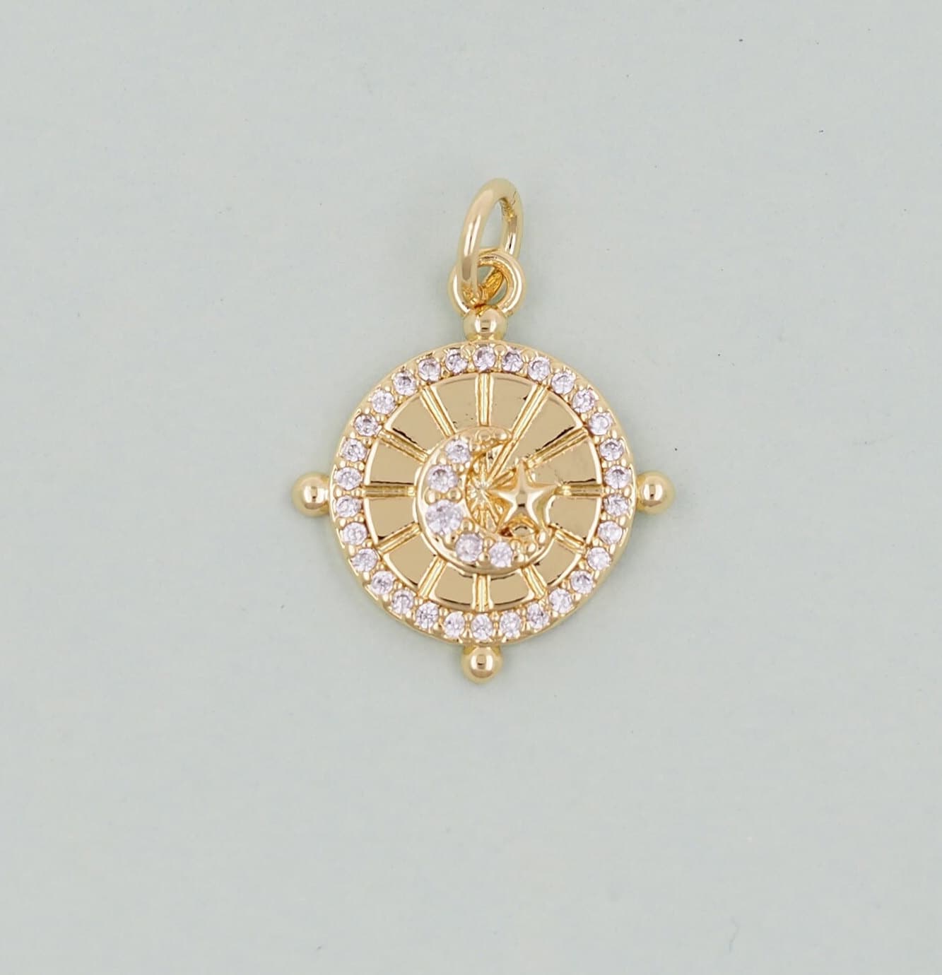 Gold Star Charms,18K Gold Filled Moon Pendant,Star Charm Bracelet Necklace for DIY Jewelry Making Supply