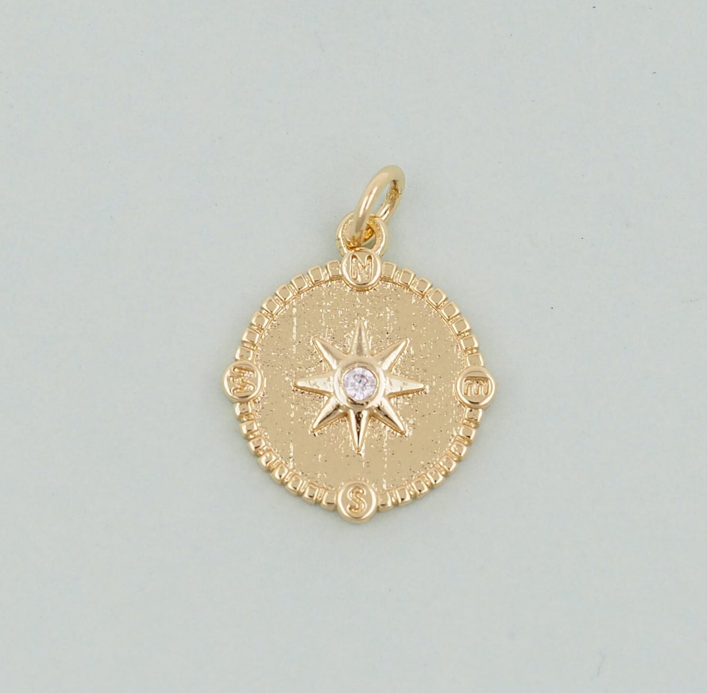 Gold Round Coin Star Charms,18K Gold Filled Starburst Pendant,North Star Charm Bracelet Necklace for DIY Jewelry Making Supply