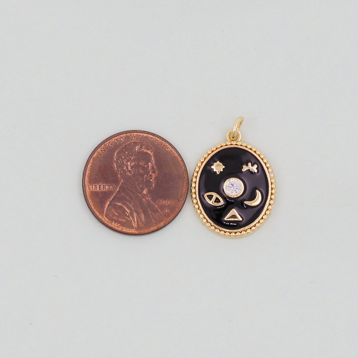 Gold Oval Charms,18K Gold Filled Oval Pendant,Enamel Charm Bracelet Necklace for DIY Jewelry Making Supply