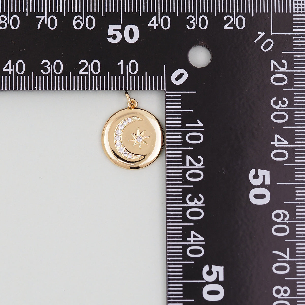 Gold Moon Star Charms,18K Gold Filled CZ Moon Pendant,Celestial Charm Bracelet Necklace for DIY Jewelry Making Supply