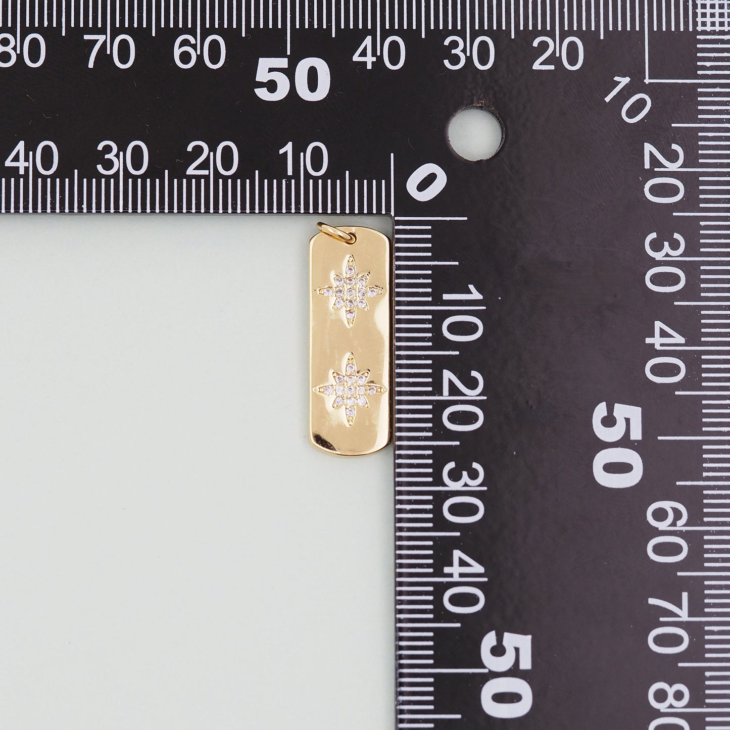 Gold rectangle north star Charms,18K Gold Filled Starburst Pendant,North Star Charm Bracelet Necklace for DIY Jewelry Making Supply