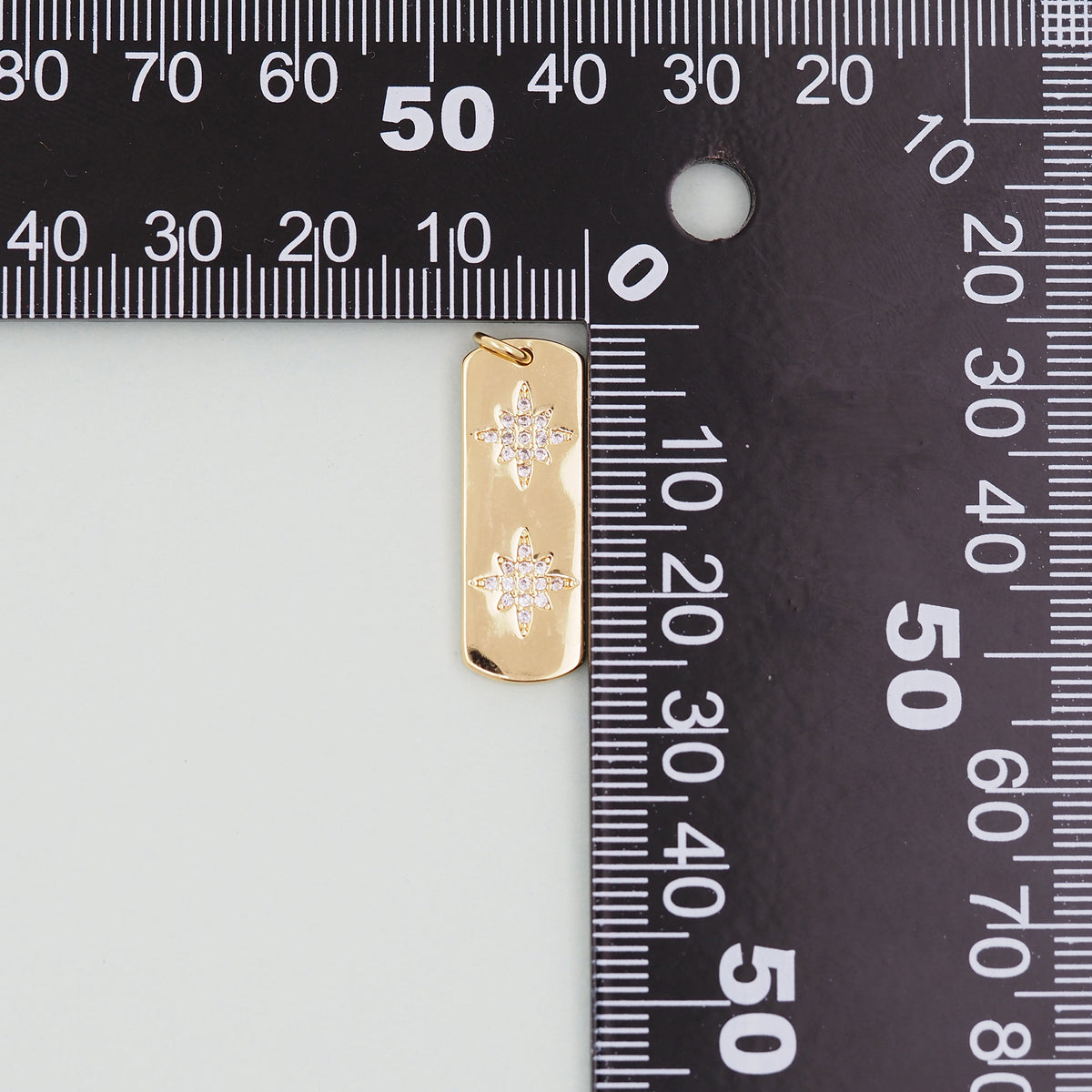 Gold rectangle north star Charms,18K Gold Filled Starburst Pendant,North Star Charm Bracelet Necklace for DIY Jewelry Making
