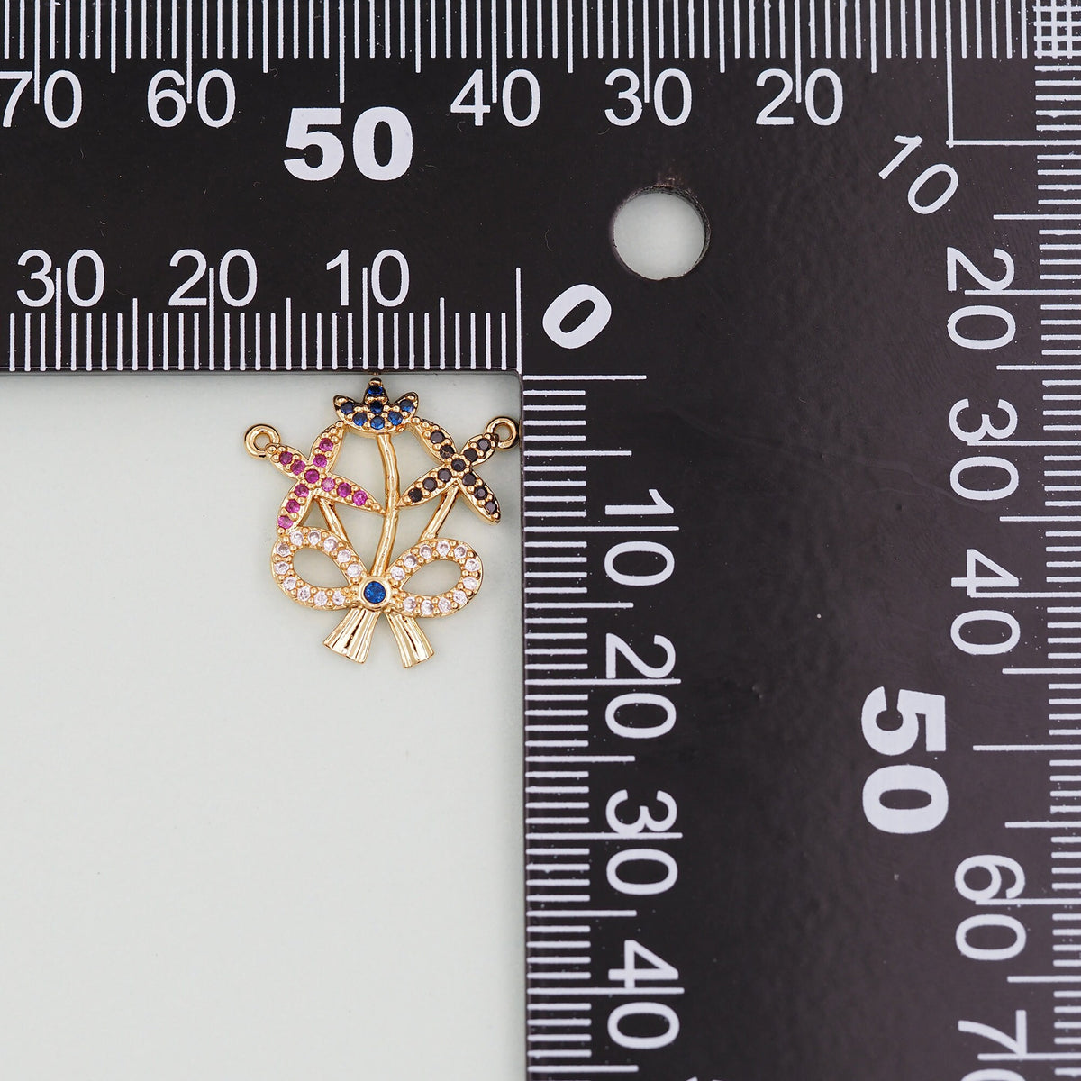 Gold Bow Charms,18K Gold Filled CZ Bow Pendant,Silver bow tie Charm Bracelet Necklace for DIY Jewelry Making Supply
