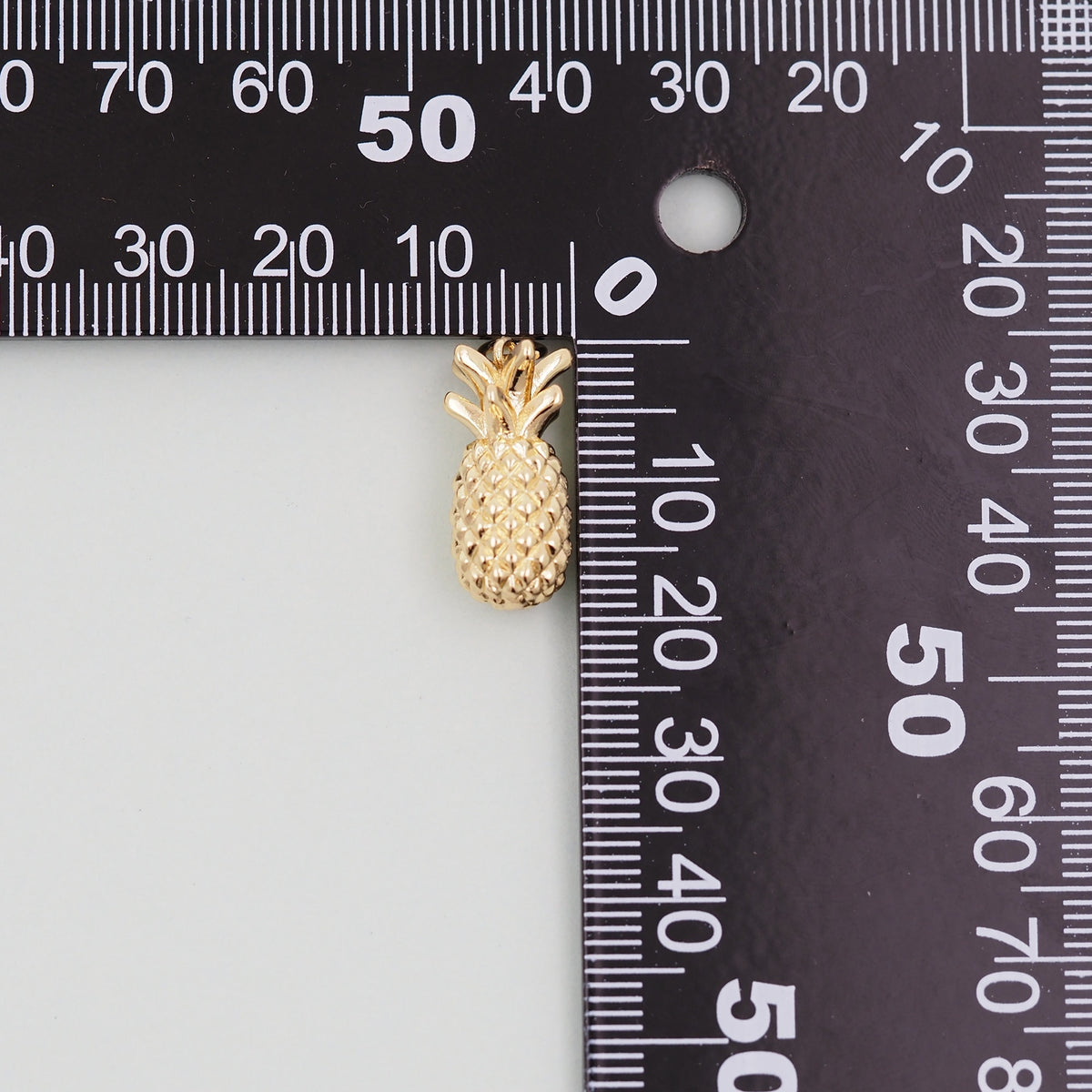 Gold Pineapple Charms,18K Gold Filled Summer Pineapple Pendant,Fruit Charm Bracelet Necklace for DIY Jewelry Making Supply