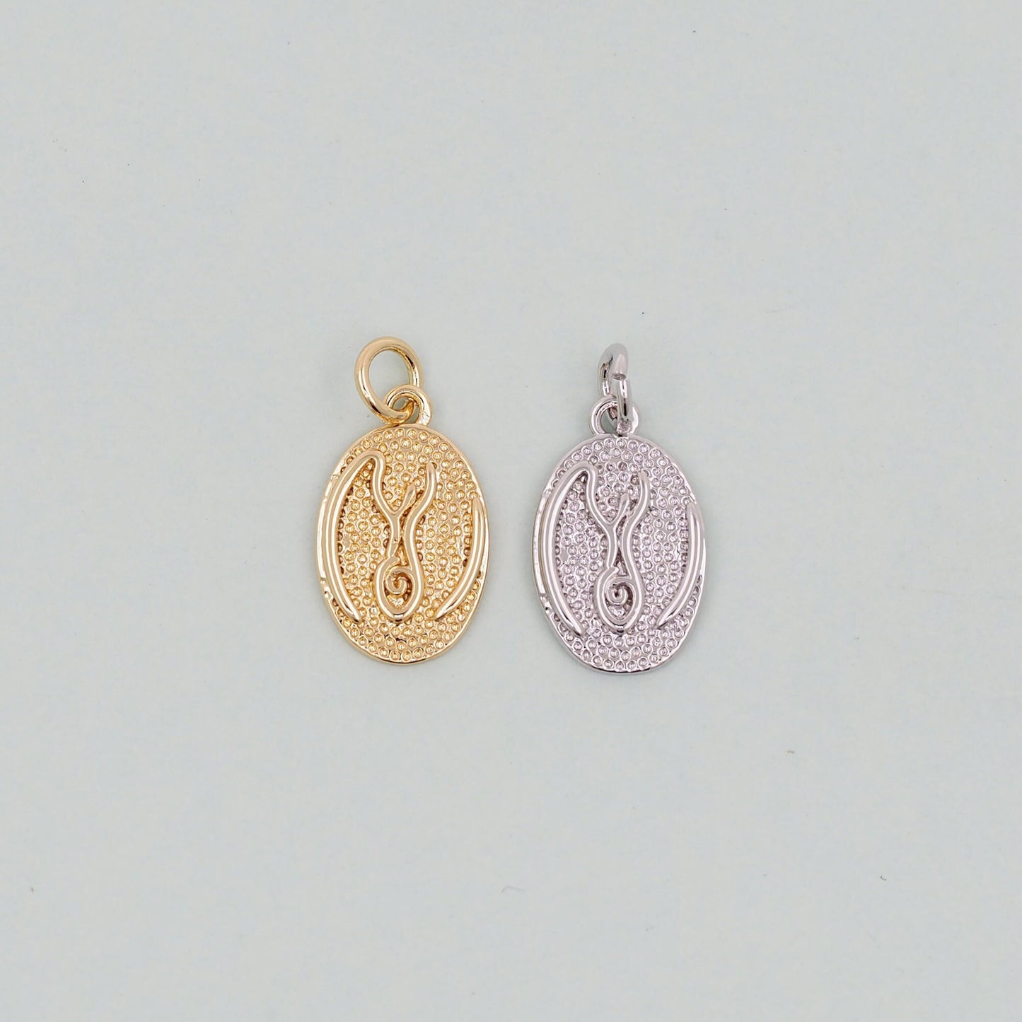 Gold Oval Charms,18K Gold Filled Oval Pendant,Silver geometry Charm Bracelet Necklace for DIY Jewelry Making Supply
