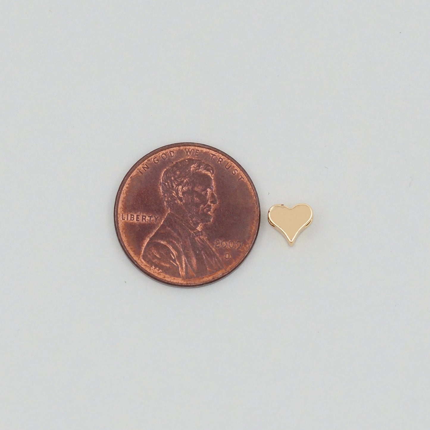 Gold Heart Spacer Beads Charms,18K Gold Filled Heart Bracelet Necklace for DIY Jewelry Making Supply hole 2mm