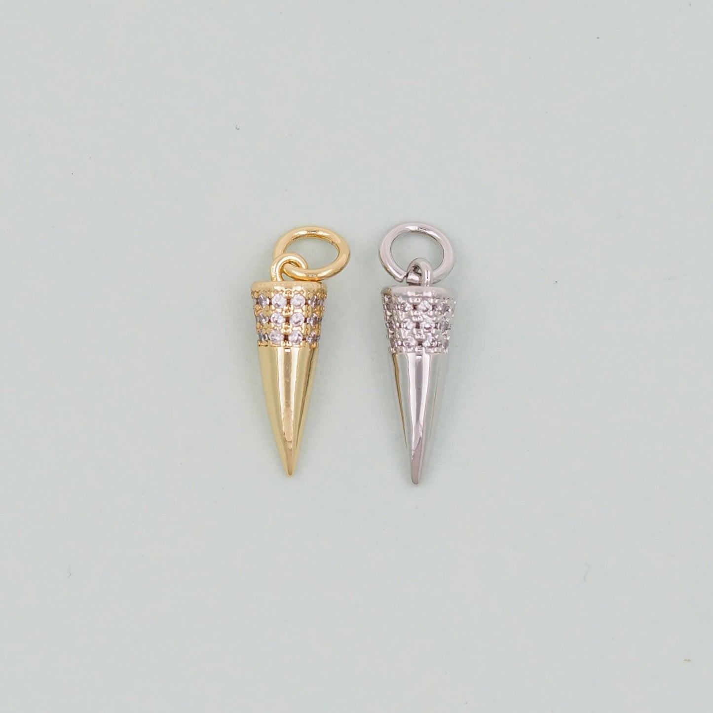 Gold spike Charms,18K Gold Filled spike Pendant,Silver spike Charm Bracelet Necklace for DIY Jewelry Making Supply
