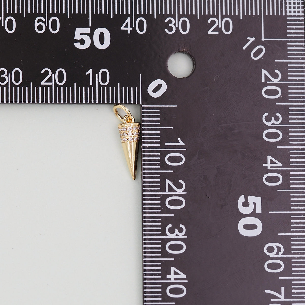 Gold spike Charms,18K Gold Filled spike Pendant,Silver spike Charm Bracelet Necklace for DIY Jewelry Making Supply