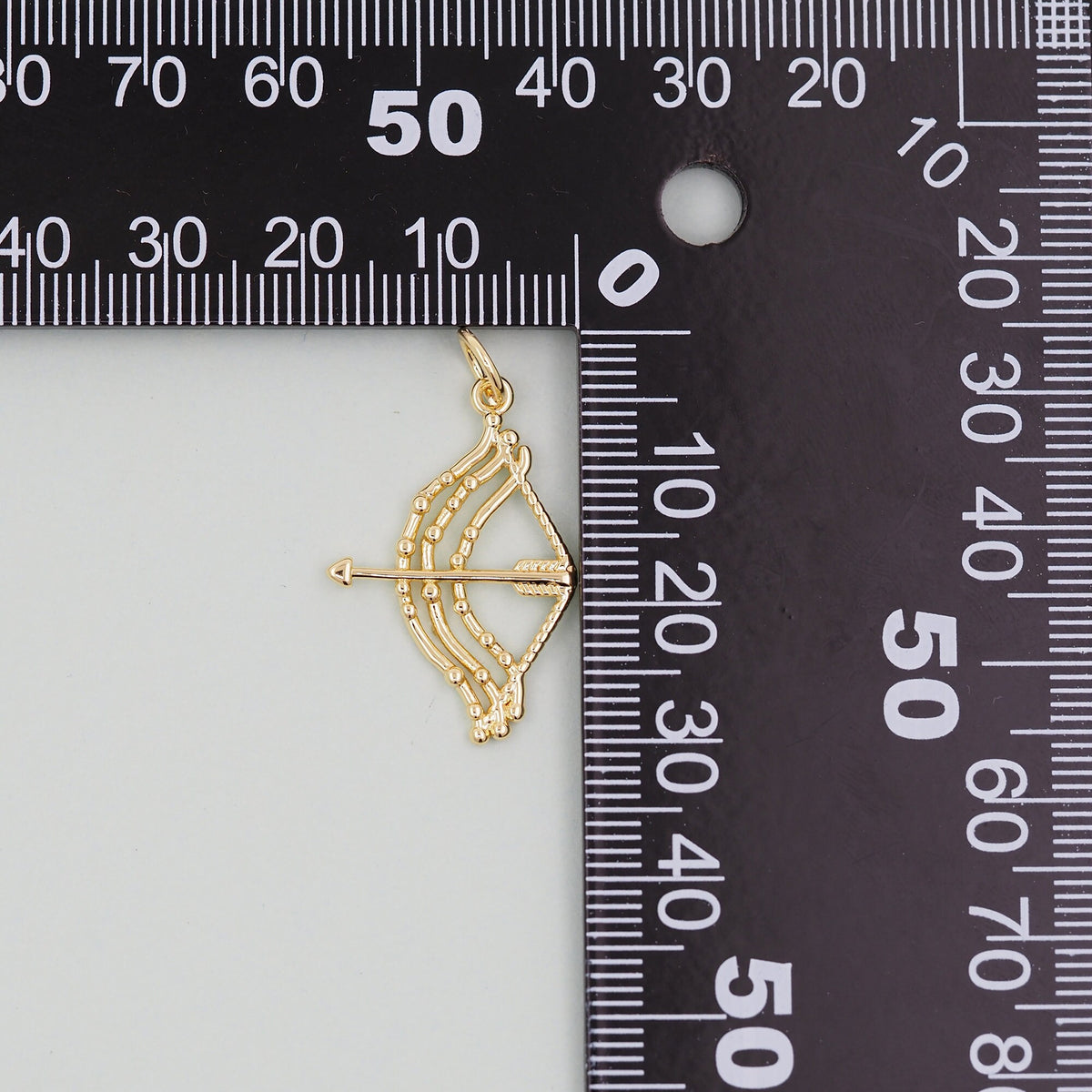 Gold Cupid Charms,18K Gold Filled Bow Arrow Pendant,CZ Micro Pave Bow and Arrow Charm Bracelet Necklace for DIY Jewelry Makin