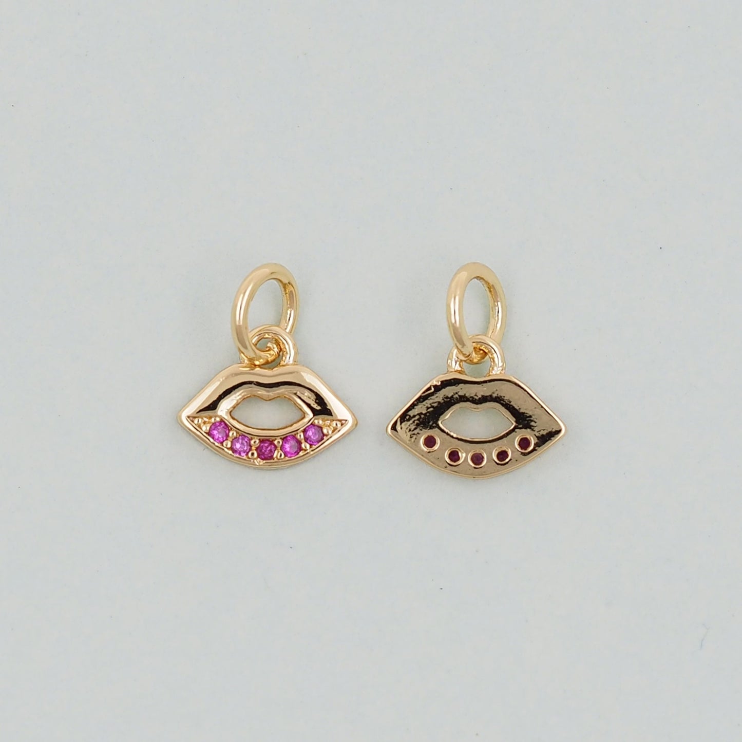 Gold Lips Charms,18K Gold Filled Lips Pendant,Lips Charm Bracelet Necklace for DIY Jewelry Making Supply