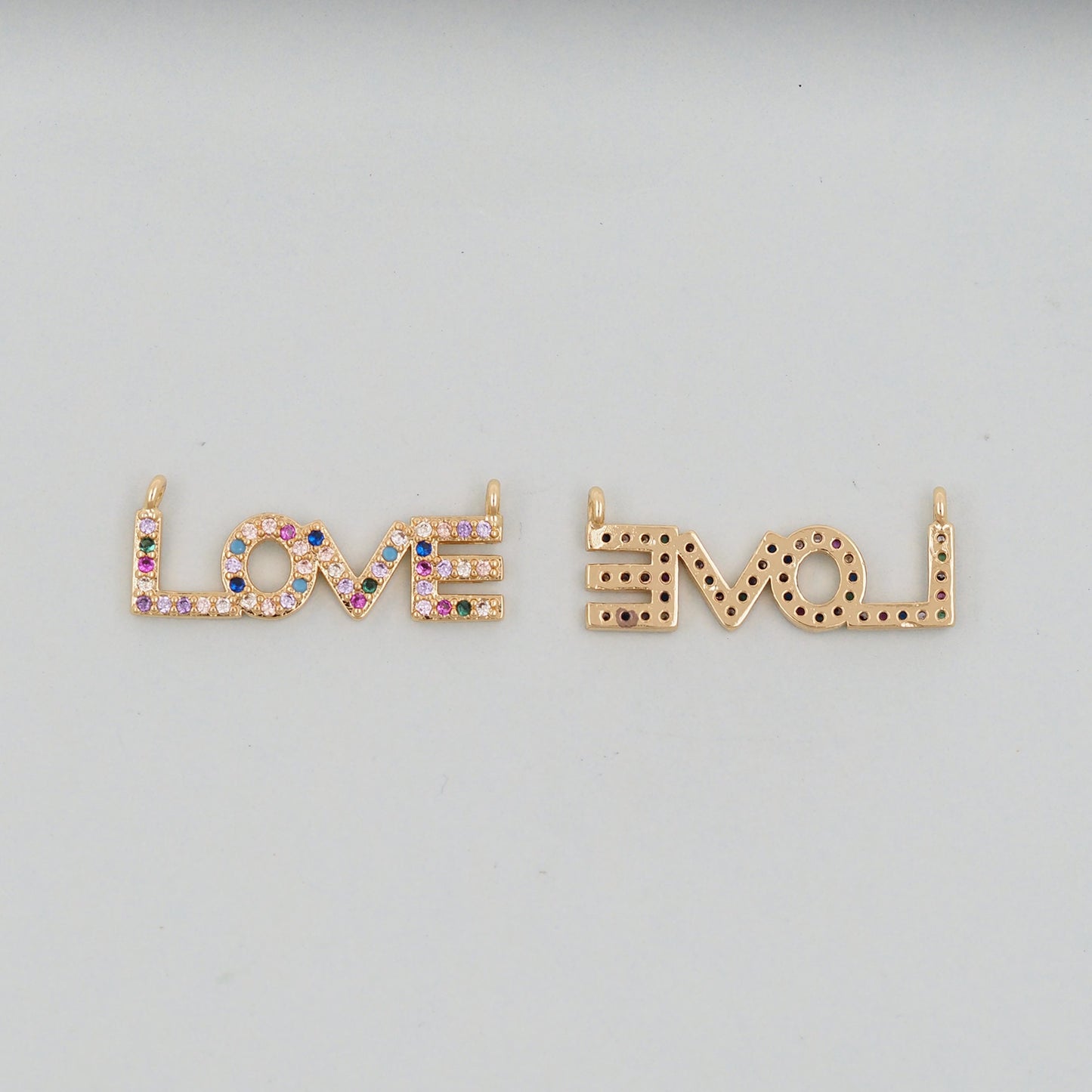 Gold Love Charms,18K Gold Filled Love Pendant,CZ Love Charm Bracelet Necklace for DIY Jewelry Making Supply