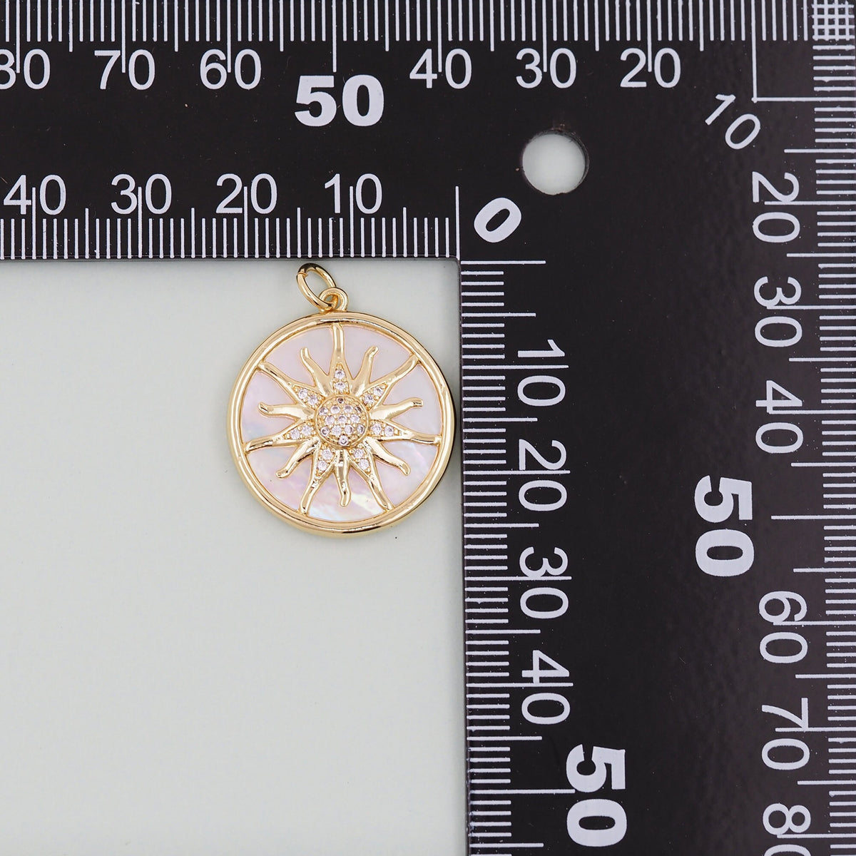 Gold Sun Charms,18K Gold Filled Sun Pendant,celestial Charm Bracelet Necklace for DIY Jewelry Making Supply