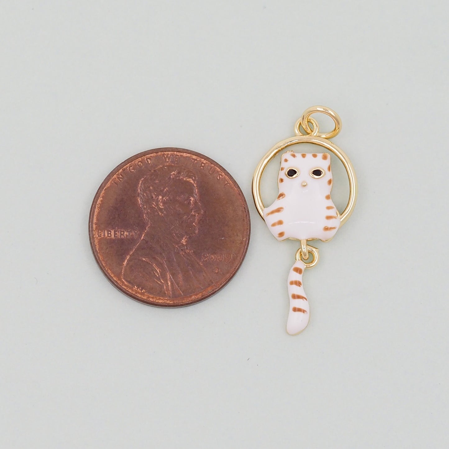 Gold Cat Charms,18K Gold Filled Cat Pendant,cute enamel Charm Bracelet Necklace for DIY Jewelry Making Supply
