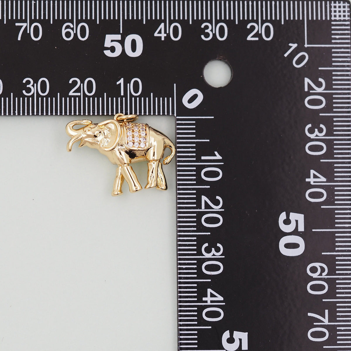 18K Gold Filled Elephant CZ Charm Pendant for Jewelry Making