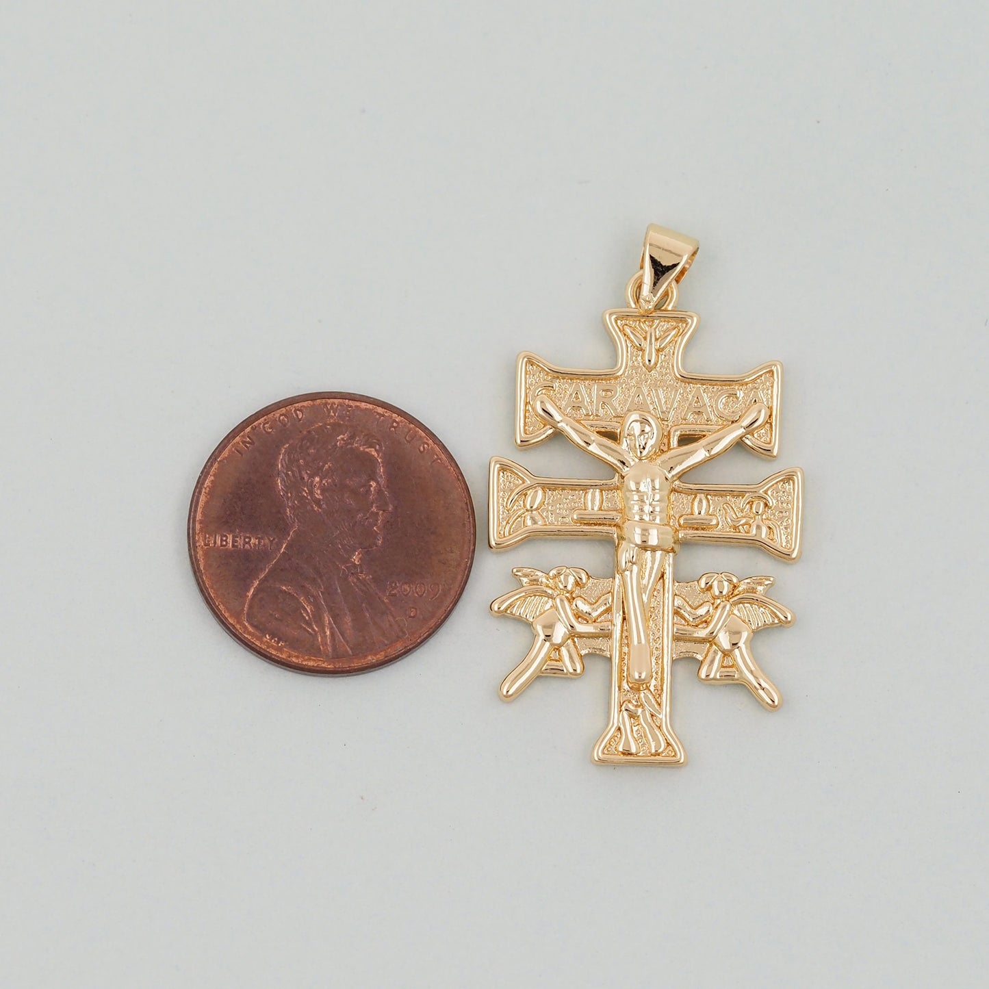 Gold Cross Charms,18K Gold Filled CZ Cross Pendant,Angel Religious Charm Bracelet Necklace for DIY Jewelry Making Supply