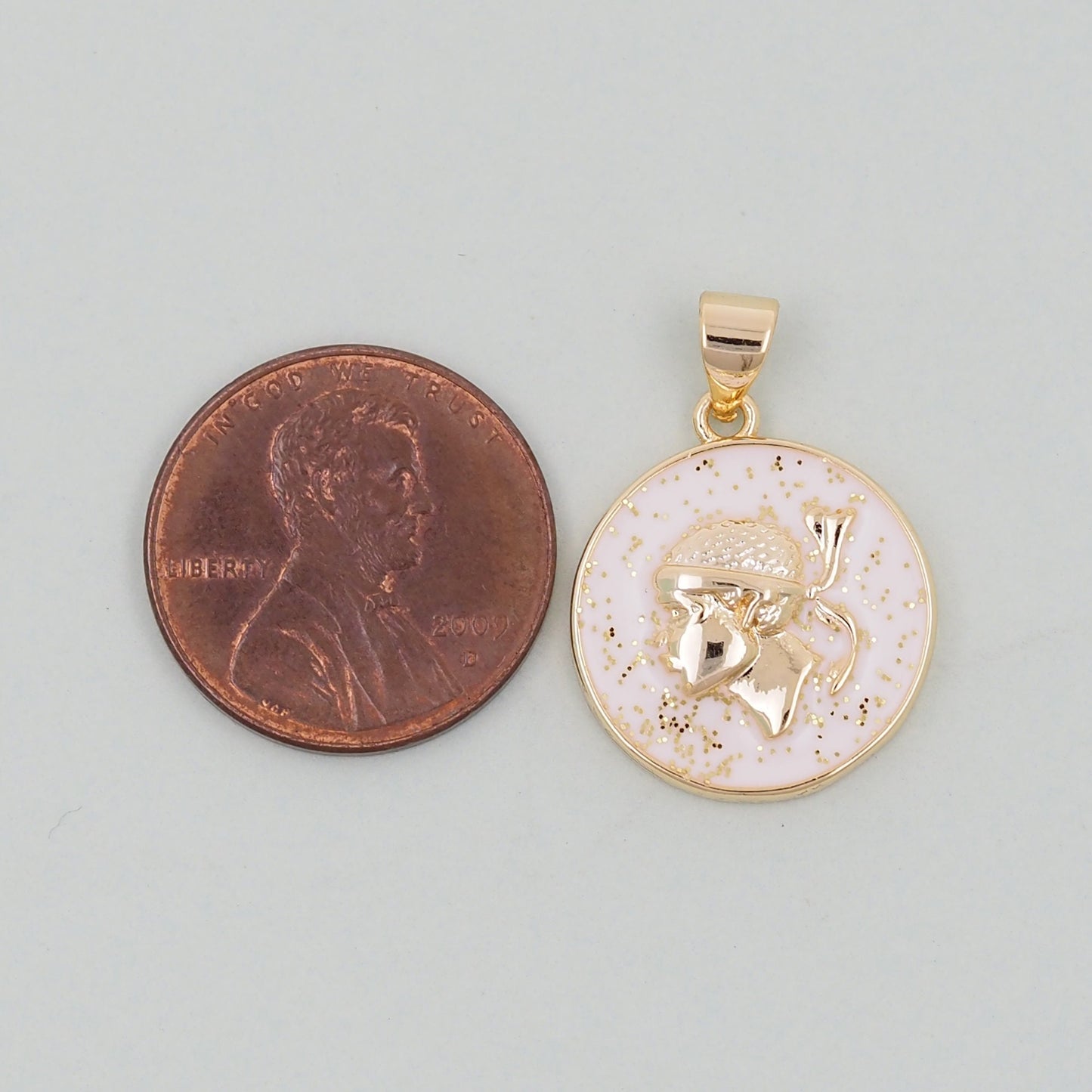 Gold Geometry Enamel Charms,18K Gold Filled Round Coin Pendant,geometry Charm Bracelet Necklace for DIY Jewelry Making Supply