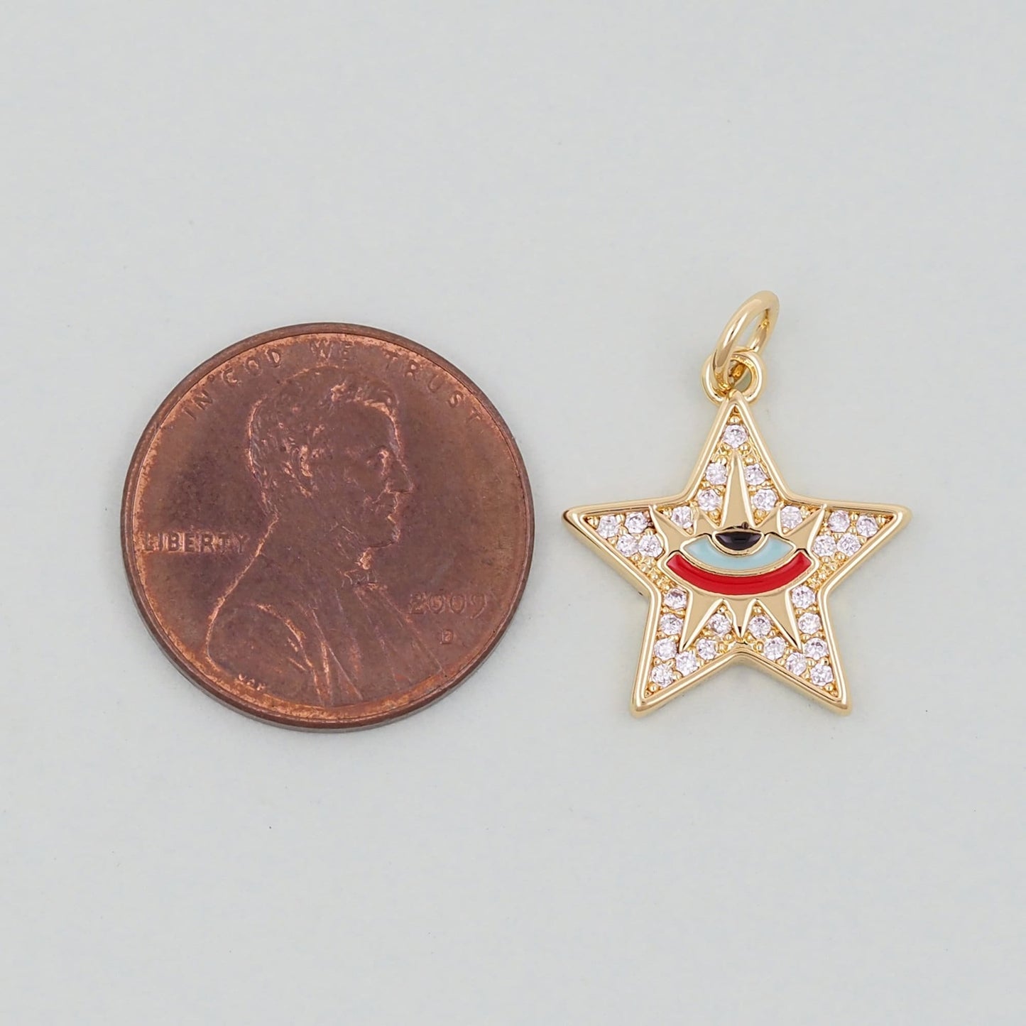 Gold Star Evil Eye Charms,18K Gold Filled CZ Micro Pave Star Pendant,Tiny Star Charm Bracelet Necklace for DIY Jewelry Making Supply