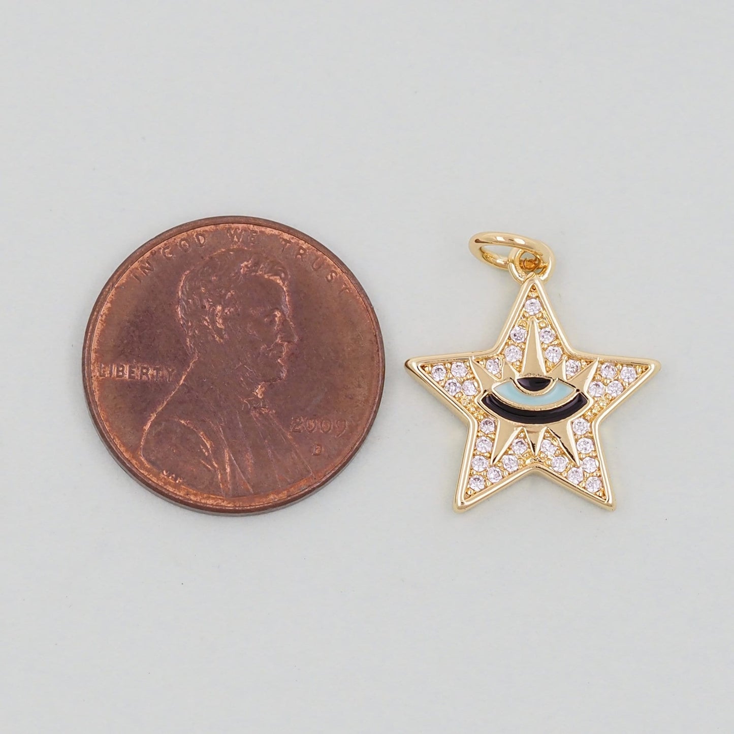 Gold Star Evil Eye Charms,18K Gold Filled CZ Micro Pave Star Pendant,Tiny Star Charm Bracelet Necklace for DIY Jewelry Making Supply