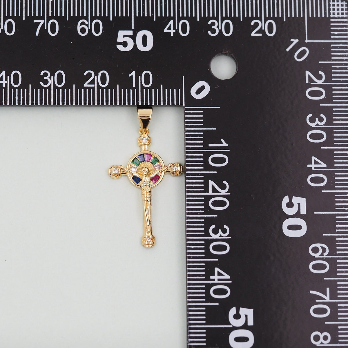 Gold Cross Charms,18K Gold Filled CZ Cross Pendant,Religious Jesus Charm Bracelet Necklace for DIY Jewelry Making Supply