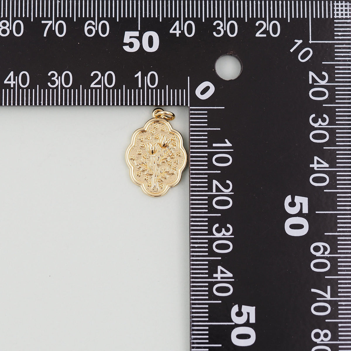 18K Gold Filled Cubic Zirconia Flower Charm Pendant for Jewelry Making