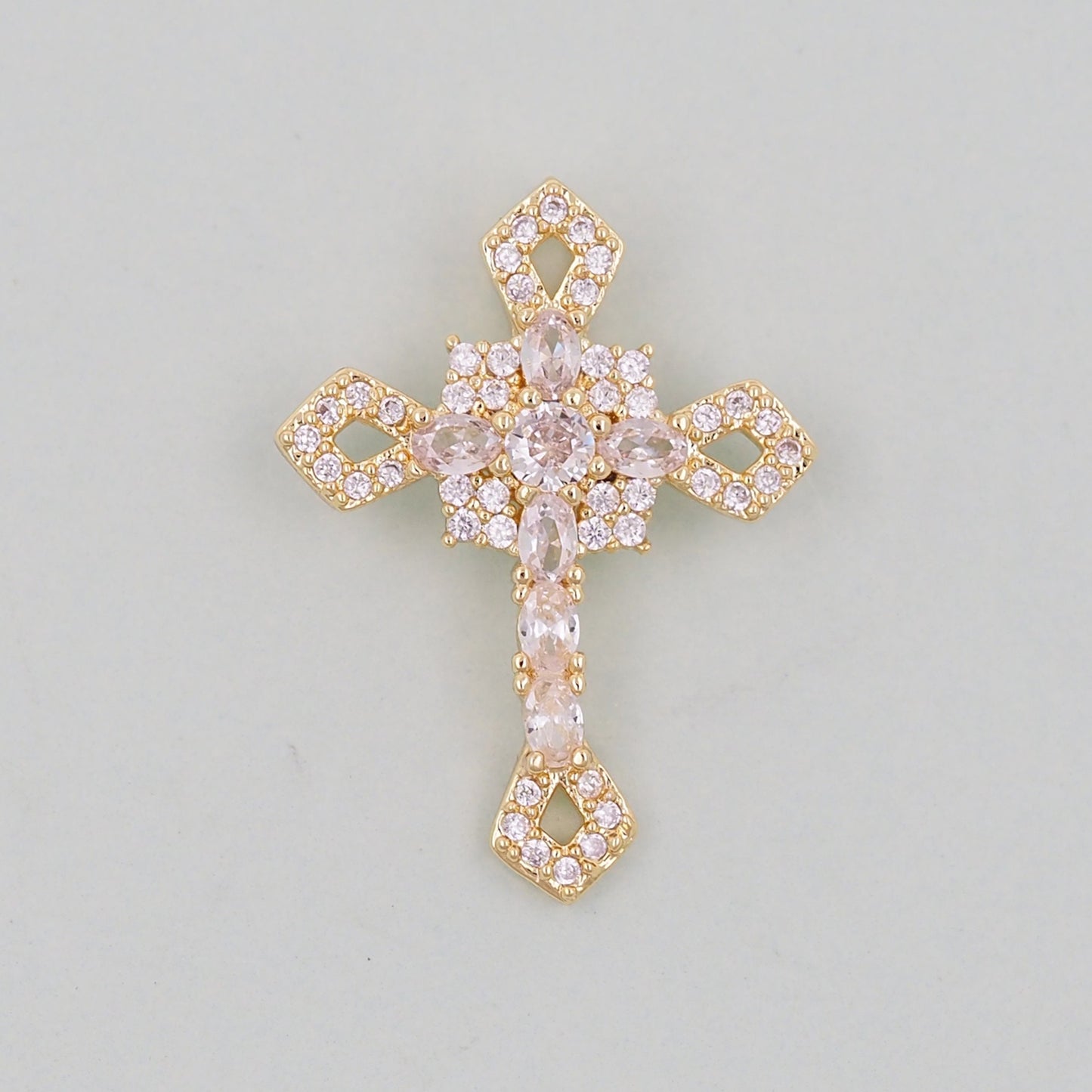 Gold Cross Charms,18K Gold Filled CZ Cross Pendant,Cross Charm Bracelet Necklace for DIY Jewelry Making Supply