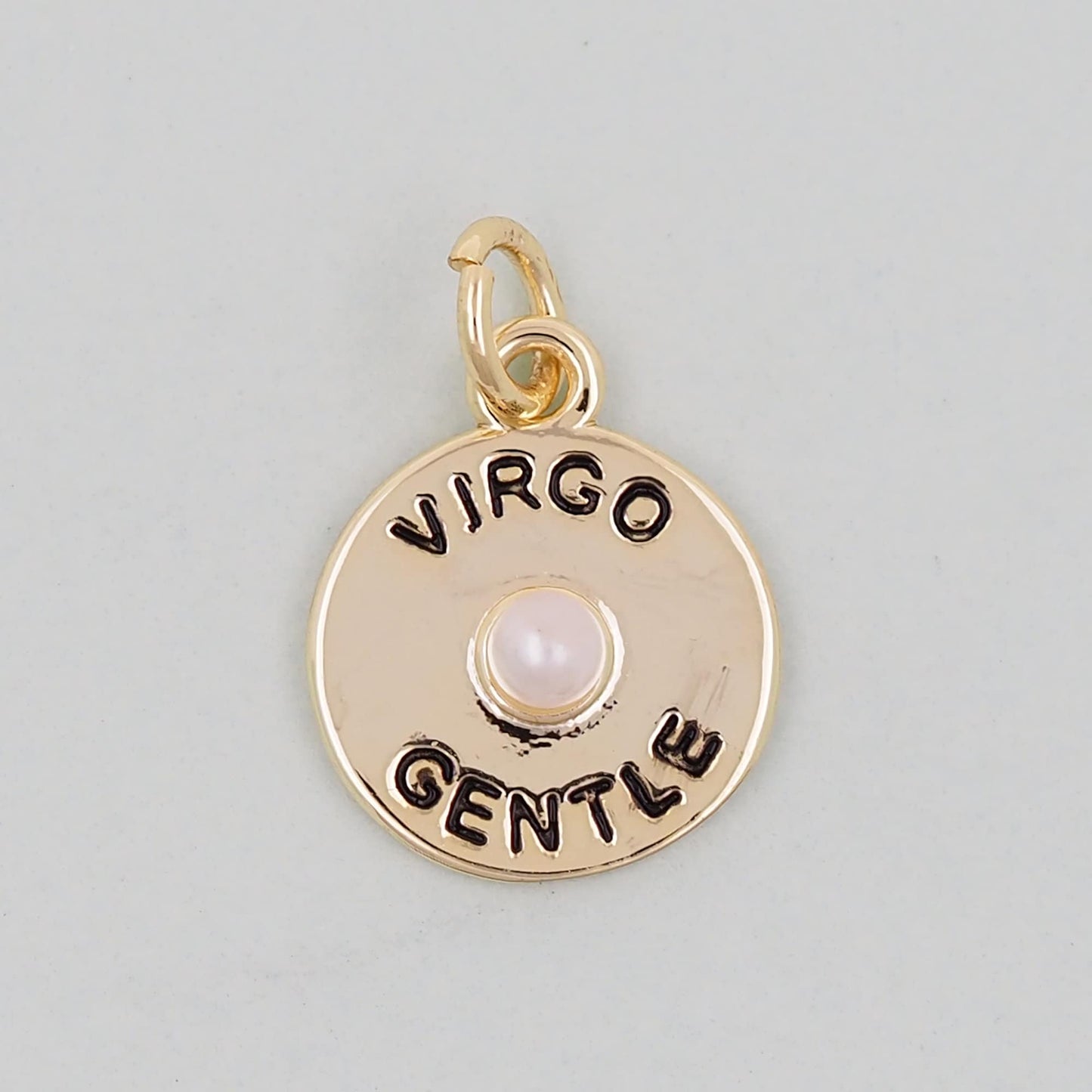 Gold Round Charms,18K Gold Filled Round Coin Pendant,Gentle Virgo Charm Bracelet Necklace for DIY Jewelry Making Supply