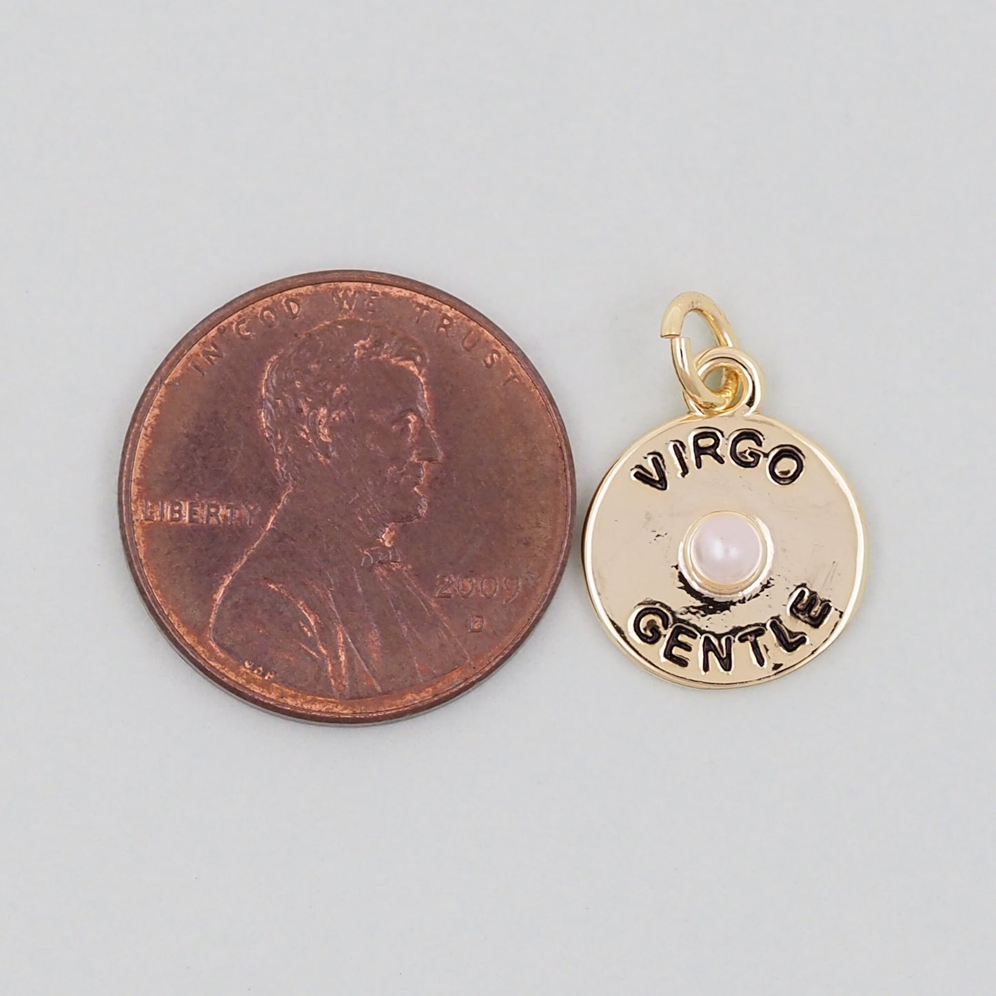Gold Round Charms,18K Gold Filled Round Coin Pendant,Gentle Virgo Charm Bracelet Necklace for DIY Jewelry Making Supply