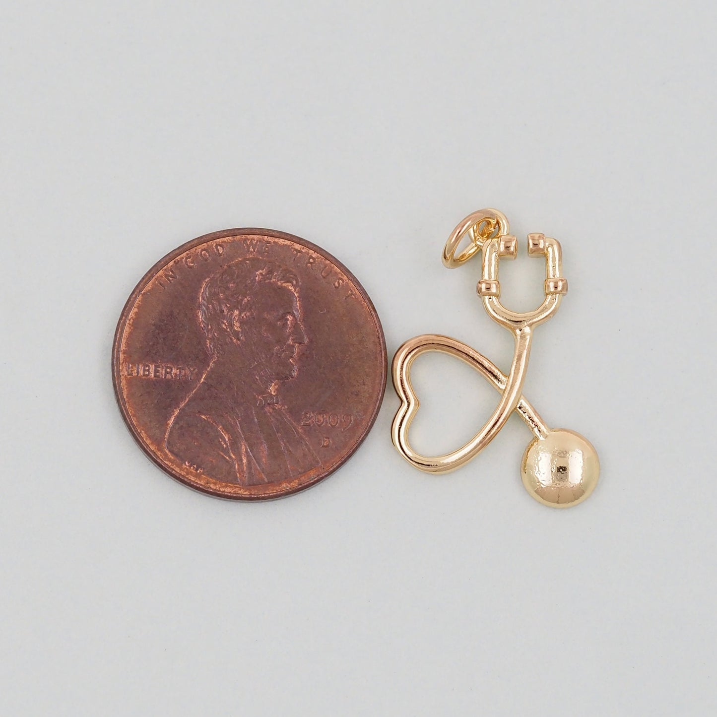 Gold stethoscope Charms,18K Gold Filled stethoscope Pendant,stethoscope Charm Bracelet Necklace for DIY Jewelry Making Supply